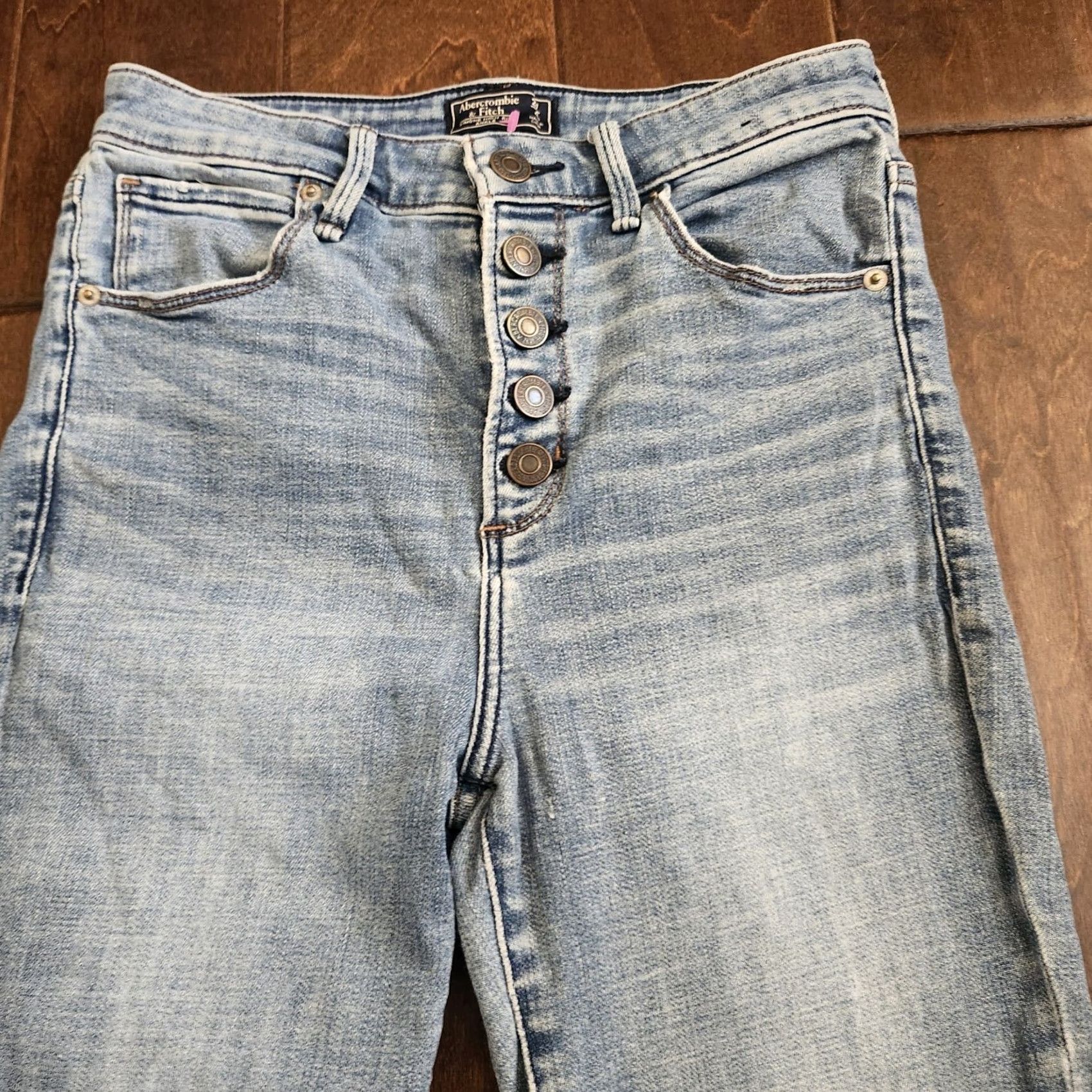 Abercrombie & Fitch Abercrombie & Fitch Jeans Womens 27 Slim Ankle Frayed Hem Blue Denim/Cotton Blend Zip Button Regular Size Type XS? Size 27" / US 4 / IT 40 - 5 Thumbnail