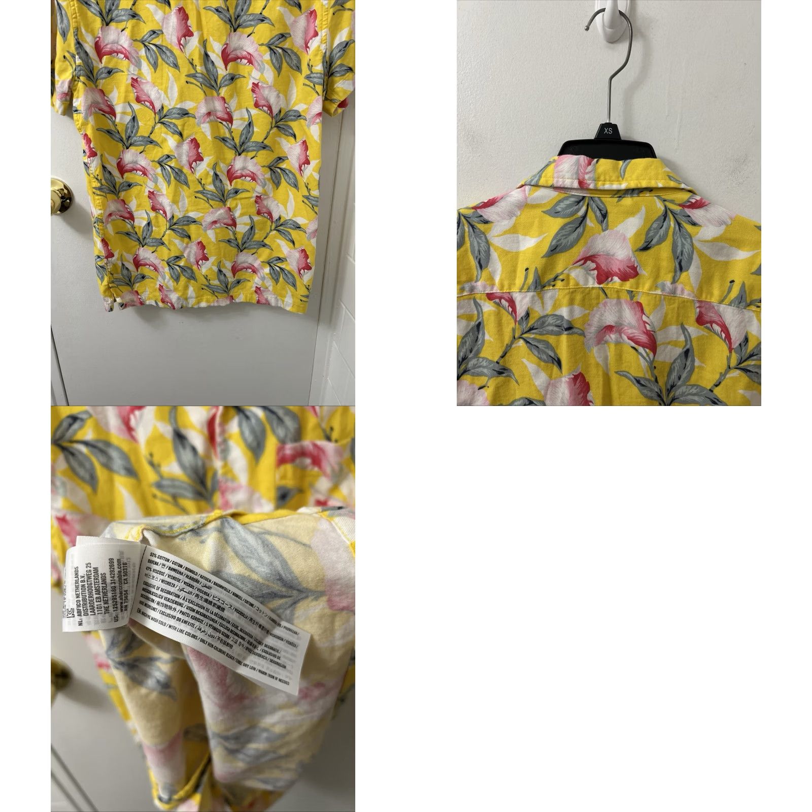 Abercrombie & Fitch Abercrombie & Fitch Shirt Mens Size Small Yellow Floral Print Short Sleeve Button Up Camp Collar Size US S / EU 44-46 / 1 - 8 Thumbnail