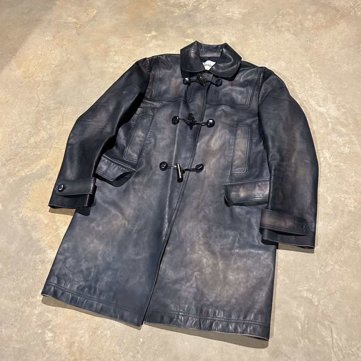 Designer × Valentino Valentino Calf Skin Patina Leather Duffle Trench Coat Rare Size US L / EU 52-54 / 3 - 2 Thumbnail