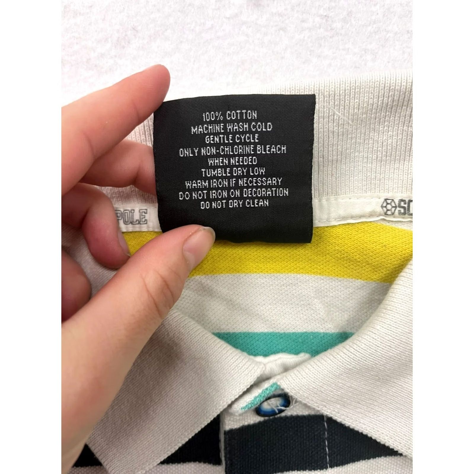 Southpole VINTAGE Southpole Polo Shirt Mens L Striped Yellow Blue Green White 6848 Size US L / EU 52-54 / 3 - 4 Thumbnail