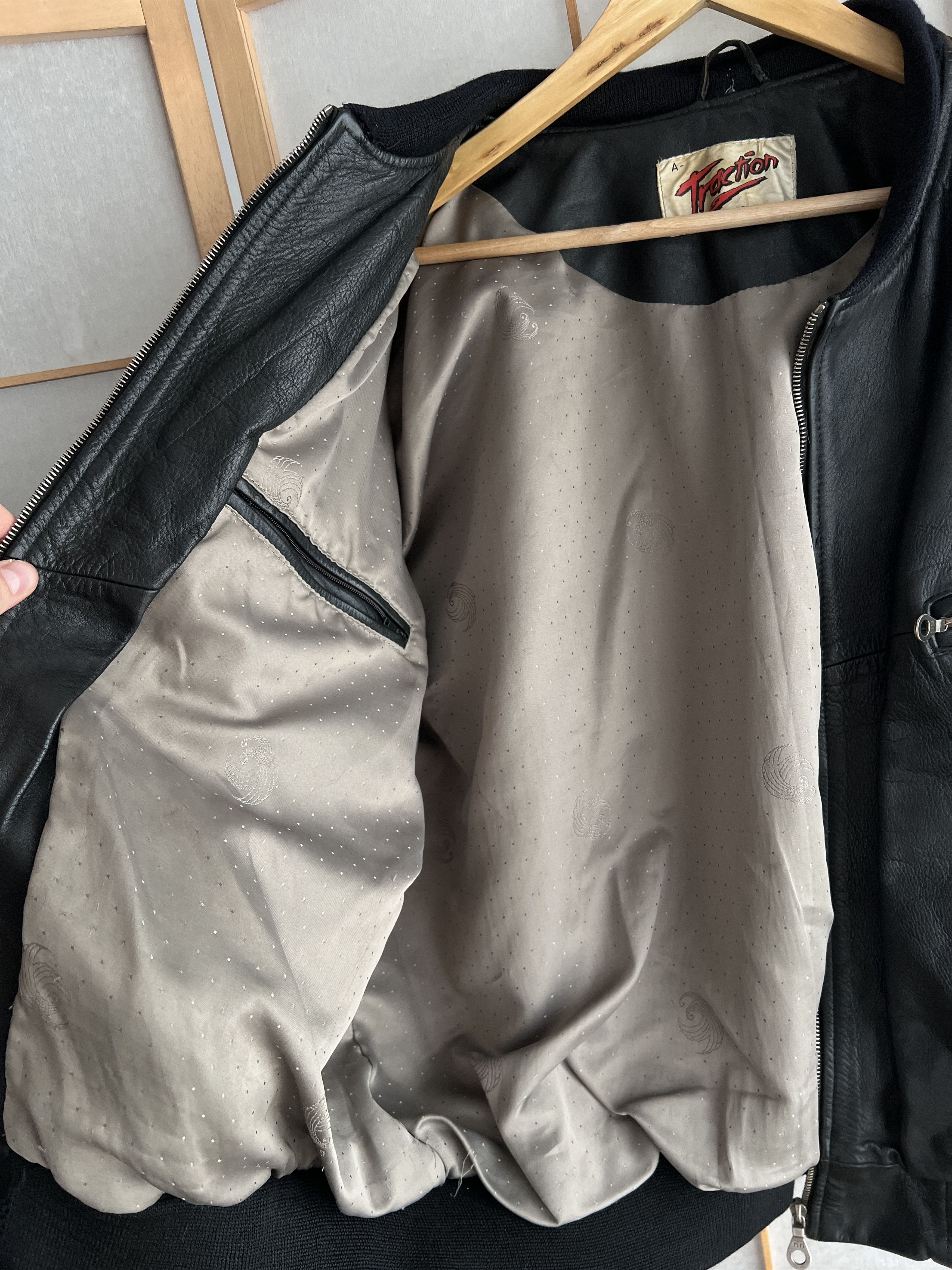 Genuine Leather VTG 1980's leather bomber jacket boxy baggy biker oversized Size US XXL / EU 58 / 5 - 13 Thumbnail