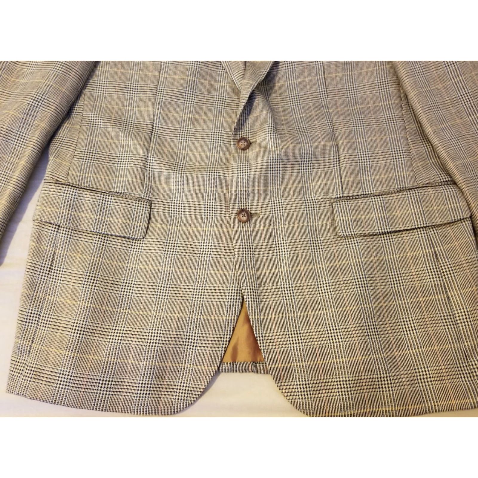 Vintage Alan Flusser Mens Blazer 44L Silk Wool Jacket Khaki Size 44R - 3 Thumbnail