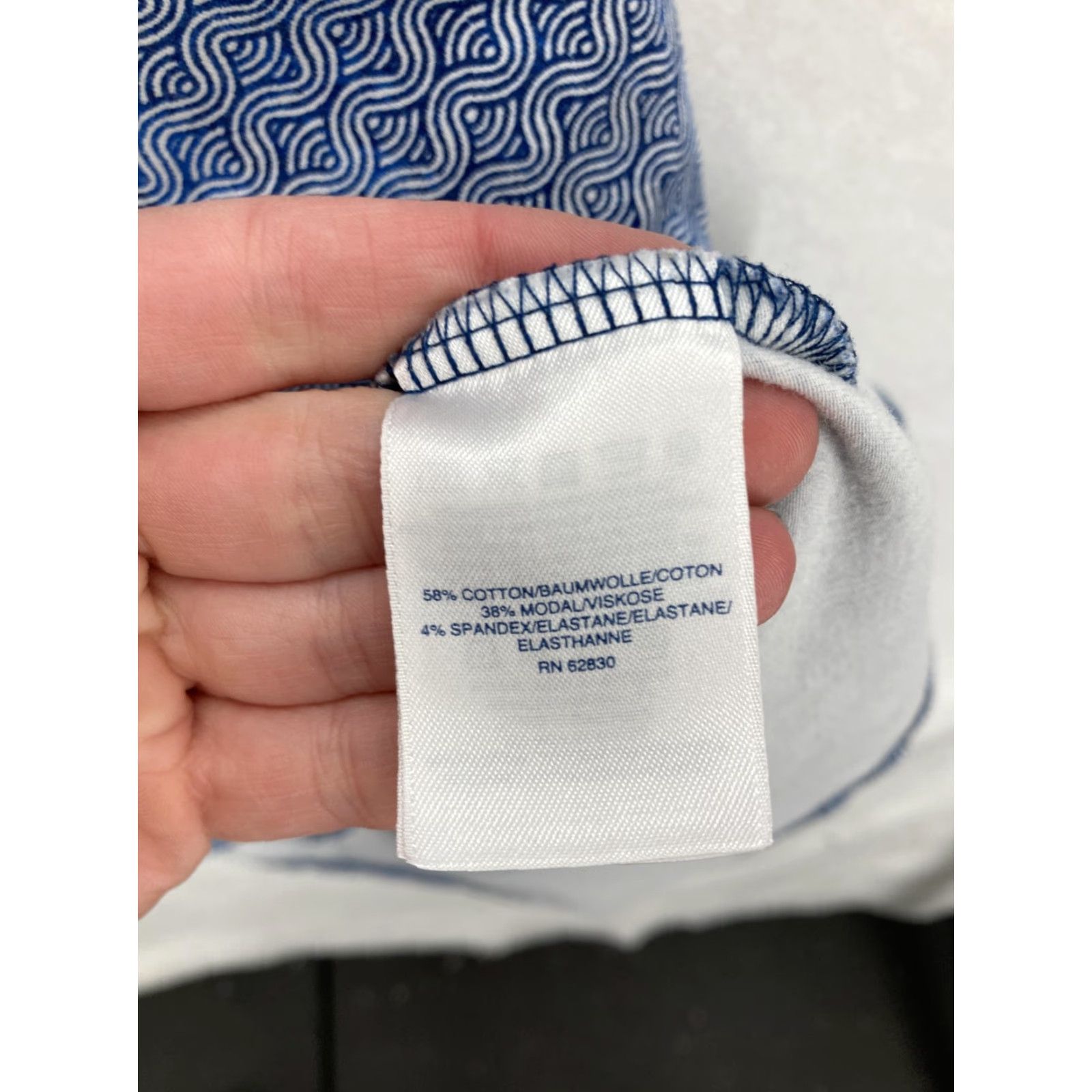 Lands' End Lands' End Dress Womens 2X Blue Wave Print Knot Front Scoop Neck Stretch A-Line Size XXL / US 16-18 / IT 52-54 - 3 Thumbnail