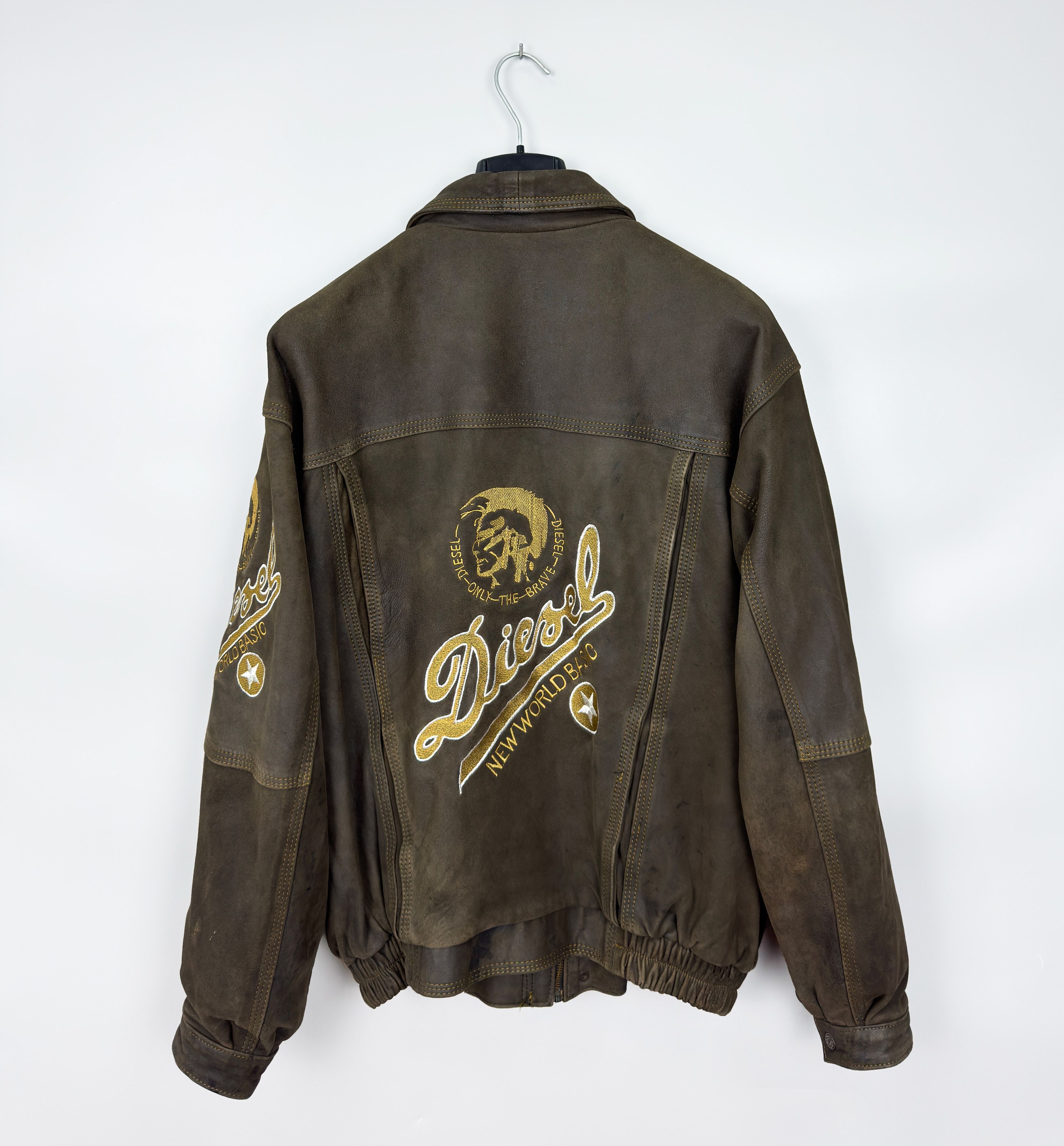 Diesel Vintage Diesel Brown Embroidered Logo Leather Jacket Size US XXL / EU 58 / 5 - 1 Thumbnail