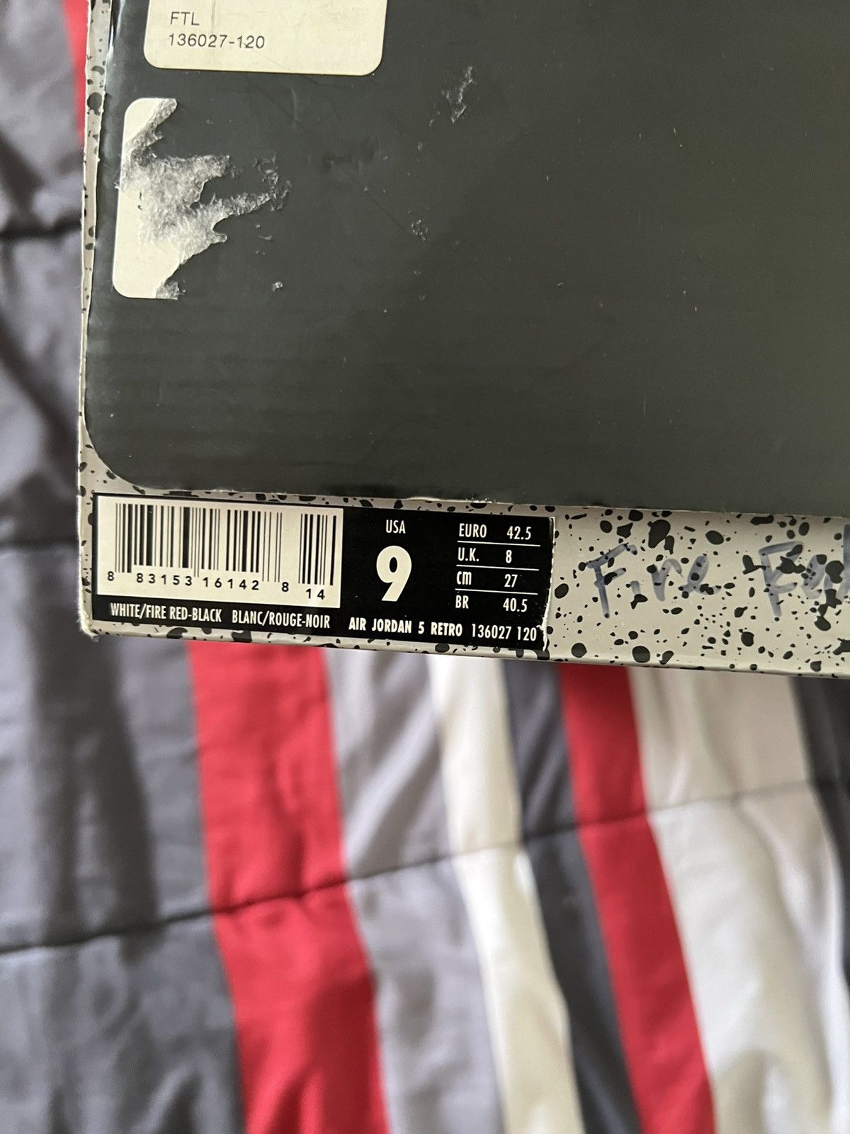 Jordan Brand Air Jordan Retro 5 (Fire Red) Size US 9 / EU 42 - 10 Thumbnail
