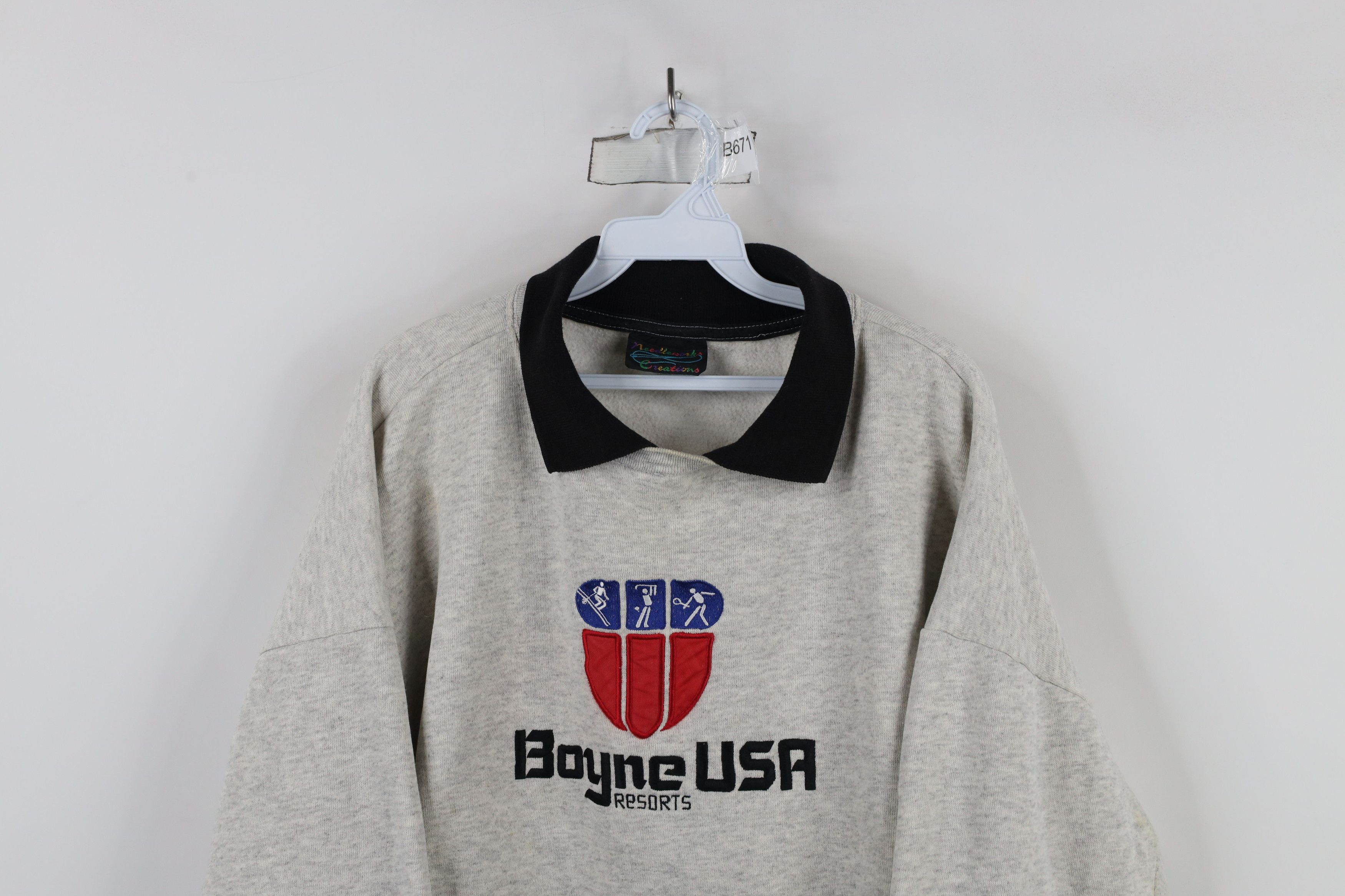 Vintage Vintage 90s USA Resorts Ski Snowboard Collared Sweatshirt Size XL / US 12-14 / IT 48-50 - 2 Thumbnail