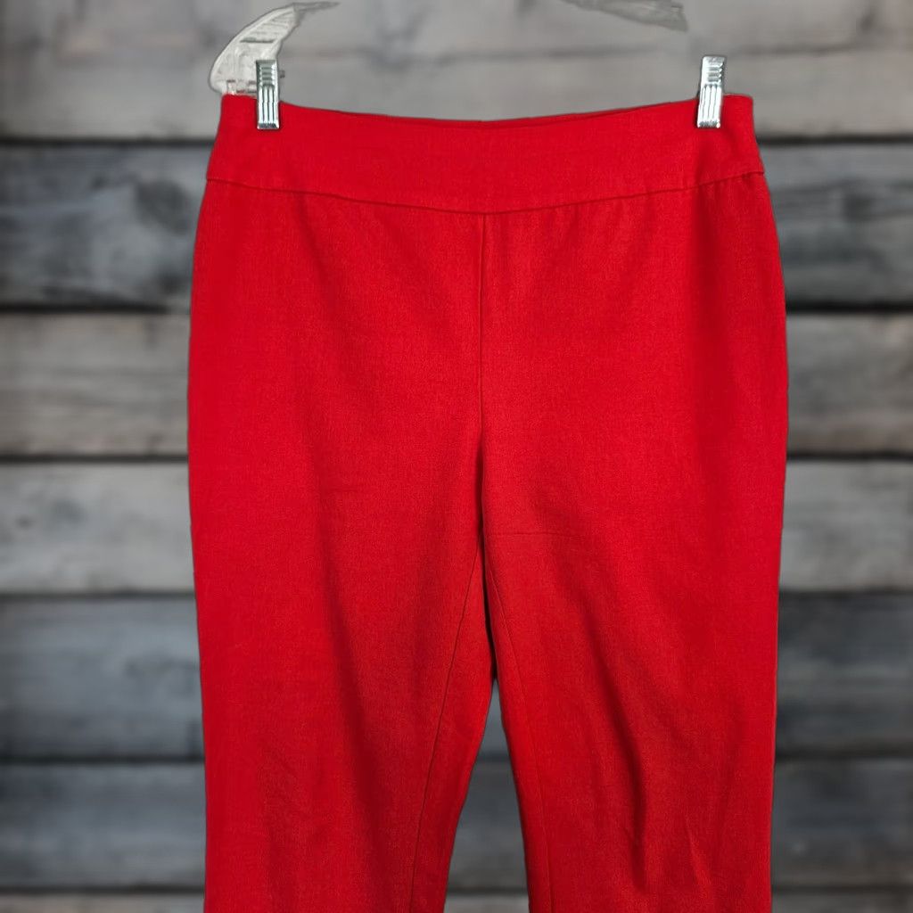 Vintage Chicos Womens Cropped Pants Sz 6 Red Pull On Cotton Blend Mid Rise - 15.5" Waist 23" Inseam 10.5" Rise Size 28" / US 6 / IT 42 - 1 Thumbnail