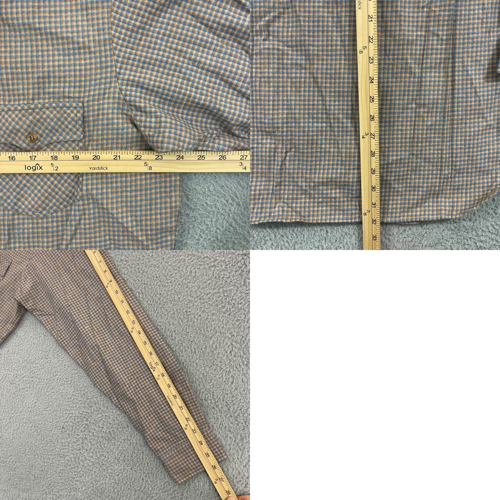 Vintage VINTAGE Country Touch Shirt Men Large Plaid Button Up Flannel Pocket Beige Cotton 80s 90s Bohemian Western NWT Size US L / EU 52-54 / 3 - 8 Thumbnail