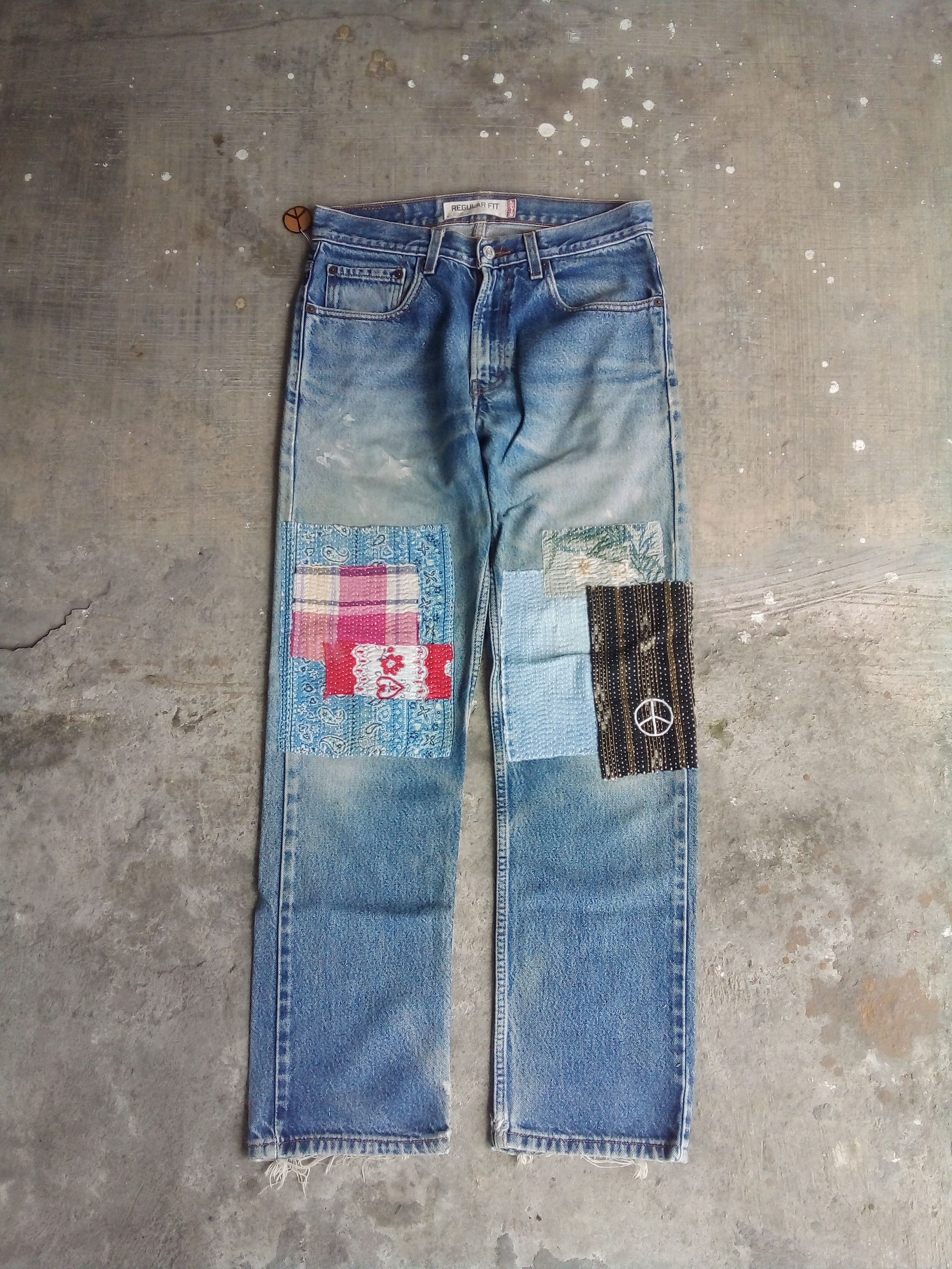 image of Levis 505 Patchwork in Light Blue Wash, Men's (Size 31)