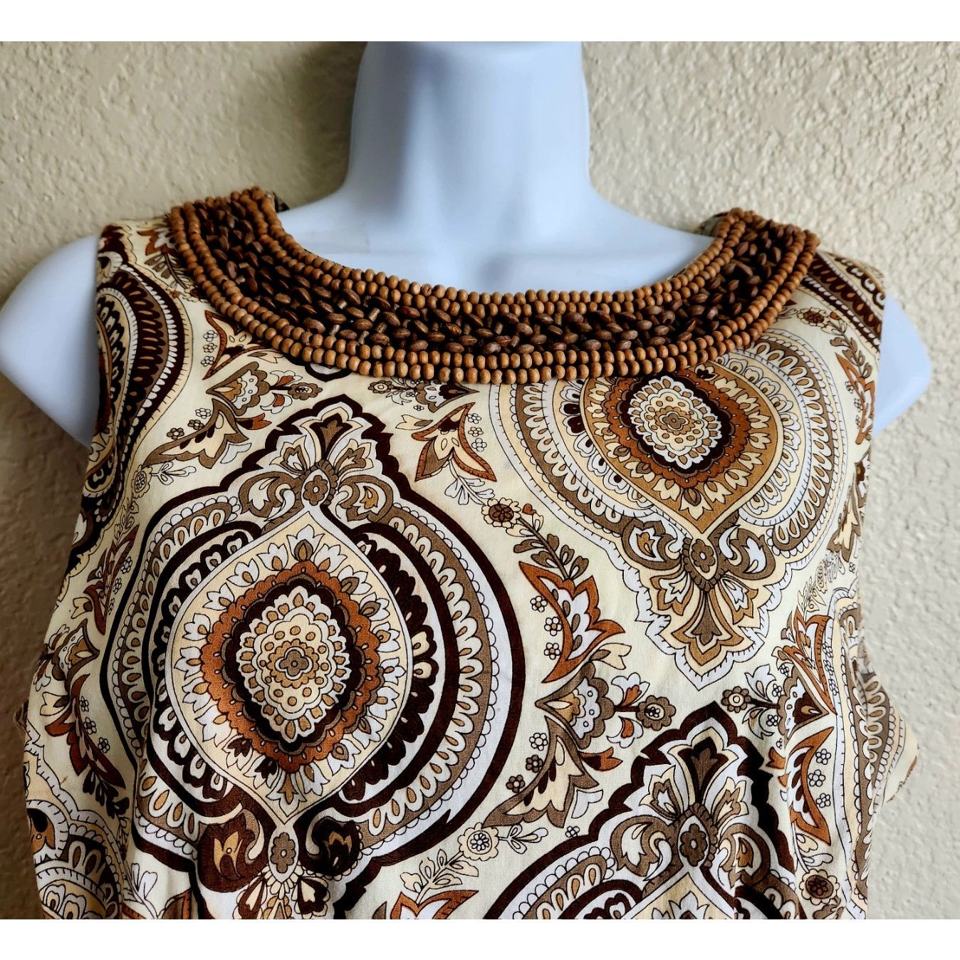 Other Chadwicks Brown Floral Beaded Round Neck Sheath Dress 12 Size XL / US 12-14 / IT 48-50 - 3 Thumbnail