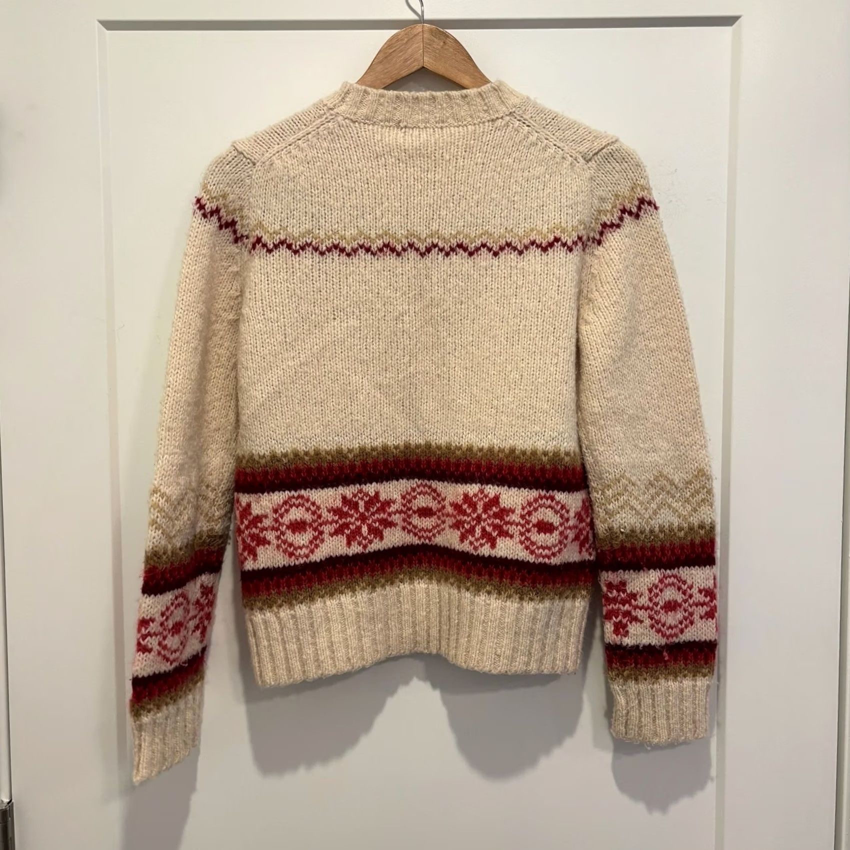 J.Crew J.Crew VTG Womens Wool Mohair Blend Fair Isle Crewneck Sweater Cream Red Medium Size M / US 6-8 / IT 42-44 - 4 Thumbnail