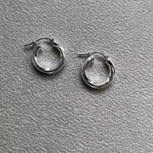 VIBE TWISTED STERLING SILVER HOOP EARRINGS for men Size ONE SIZE - 2 Thumbnail