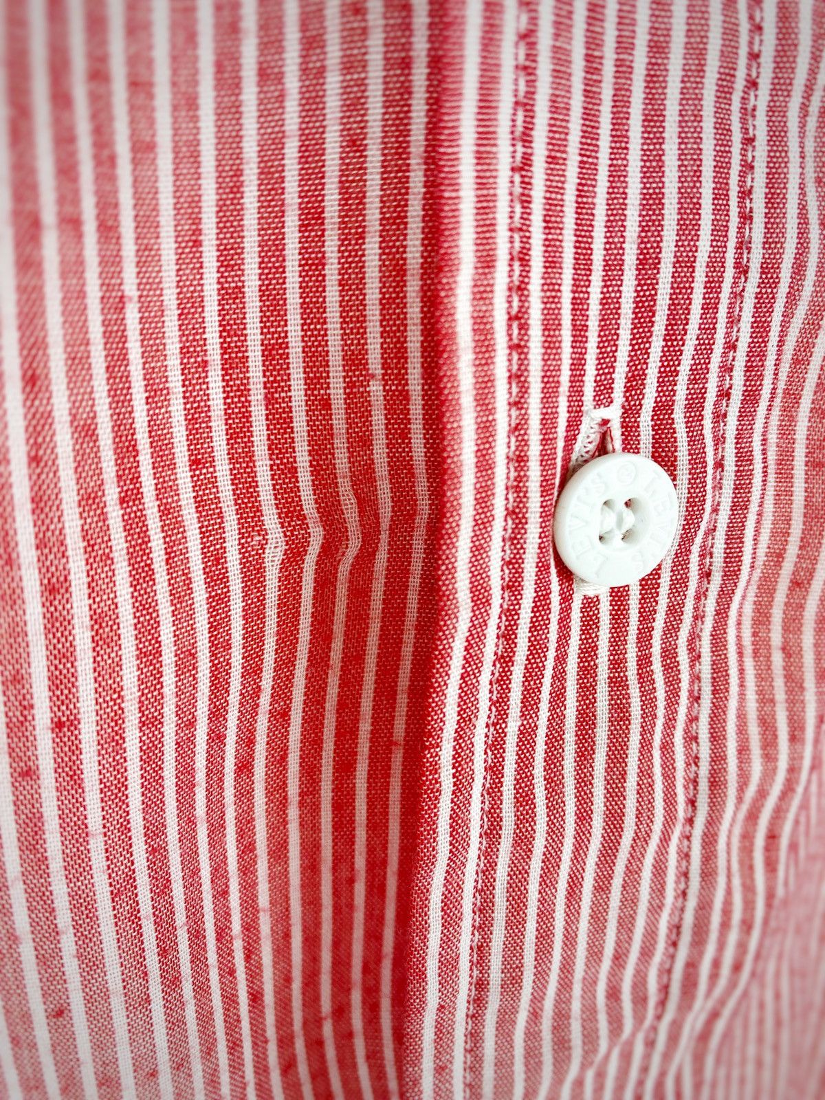 Levi's Vintage Clothing Levi's Vintage Mens Red Striped Button Up Short Sleeve Shirt Size US L / EU 52-54 / 3 - 4 Thumbnail