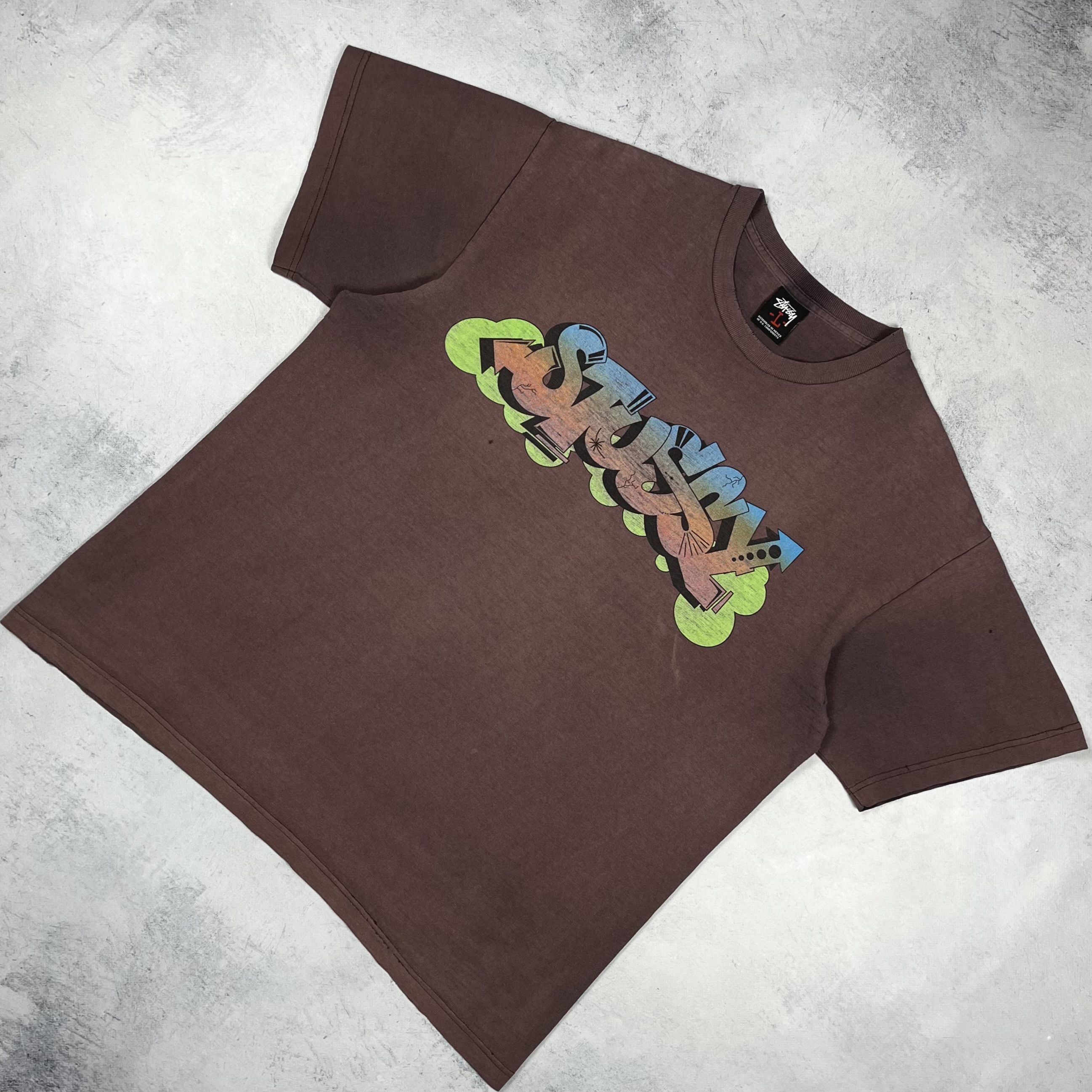 Stussy Vintage Stussy Graffiti Sunfaded Brown T Shirt 2000’s Size US L / EU 52-54 / 3 - 1 Thumbnail
