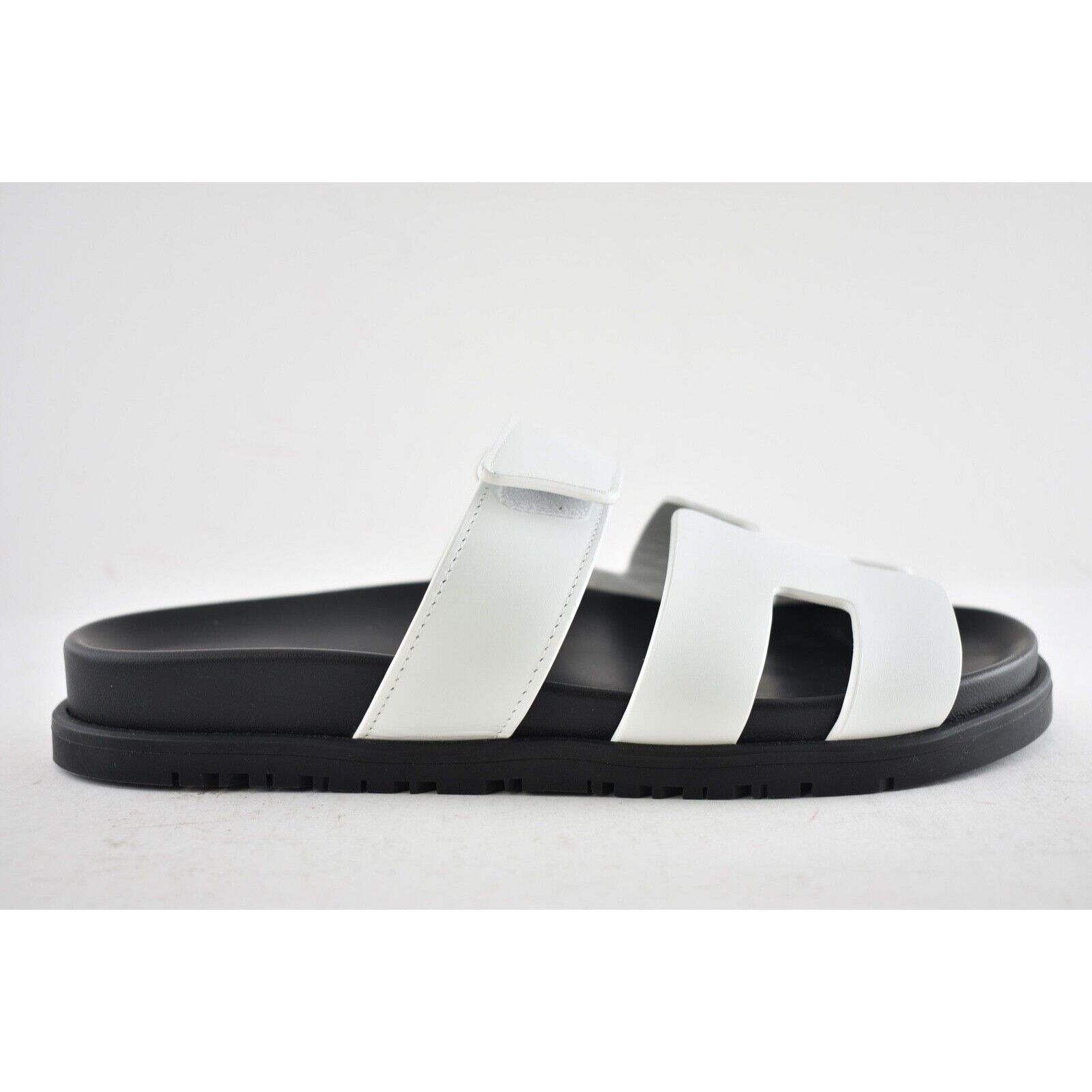 Hermes Hermes Chypre Sandal Black White Calfskin Leather H Logo Size US 11.5 / IT 41.5 - 2 Thumbnail
