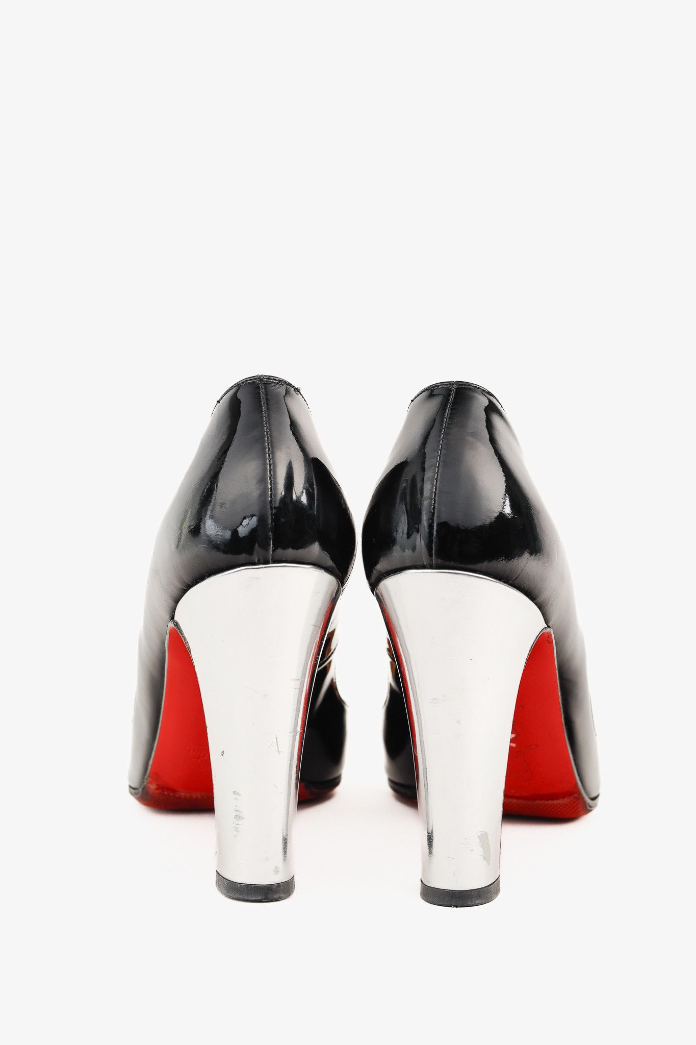 Christian Louboutin Christian Louboutin Silver Mirror Heel Patent Leather Pumps Size US 8.5 / IT 38.5 - 3 Thumbnail