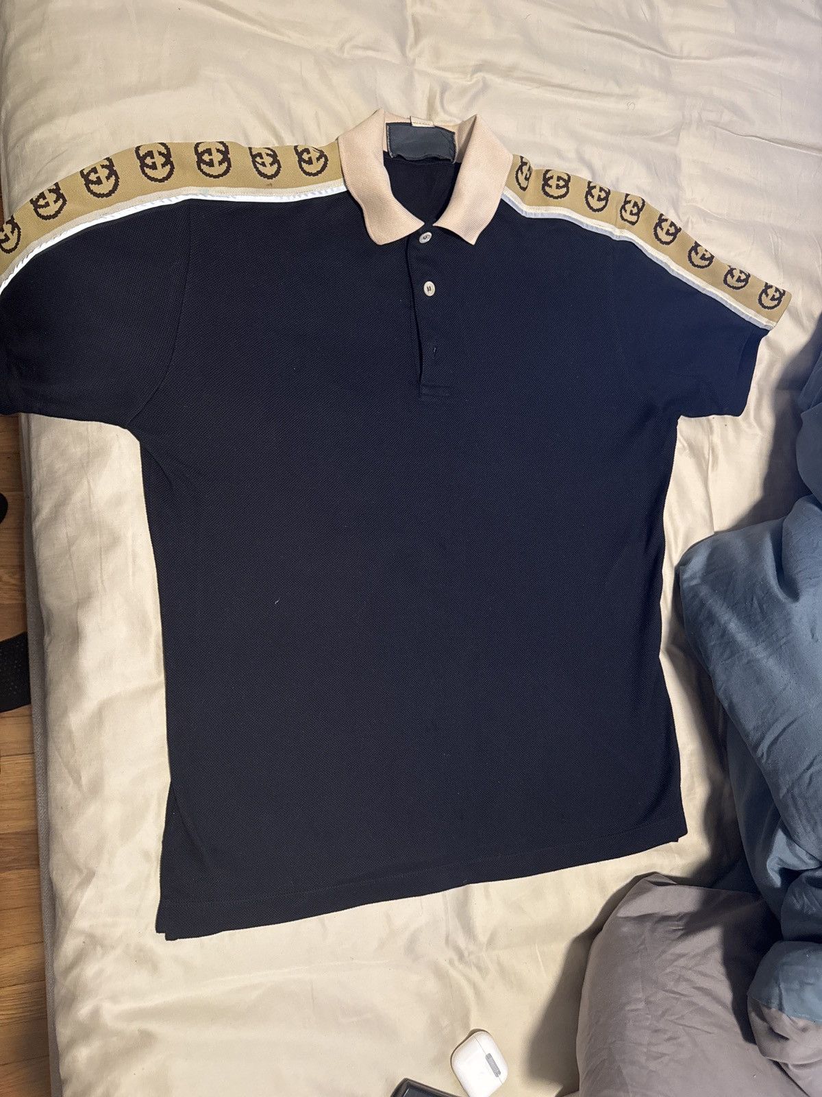 Navy blue and cream Gucci shirt