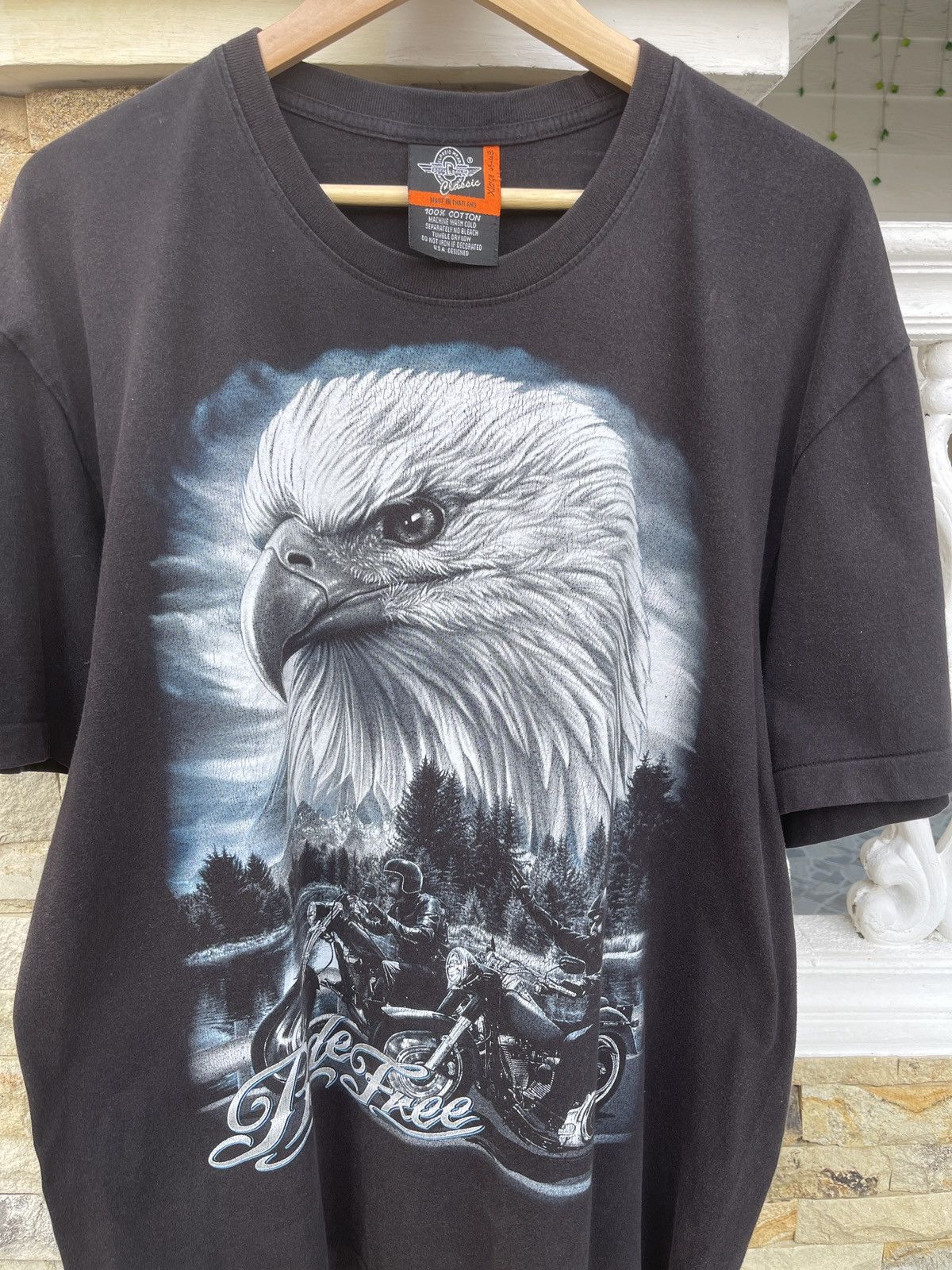 Harley Davidson Last Drop🔥Vtg Motorcycle Eagle Live To Ride Faded T-Shirt Size US XL / EU 56 / 4 - 1 Thumbnail