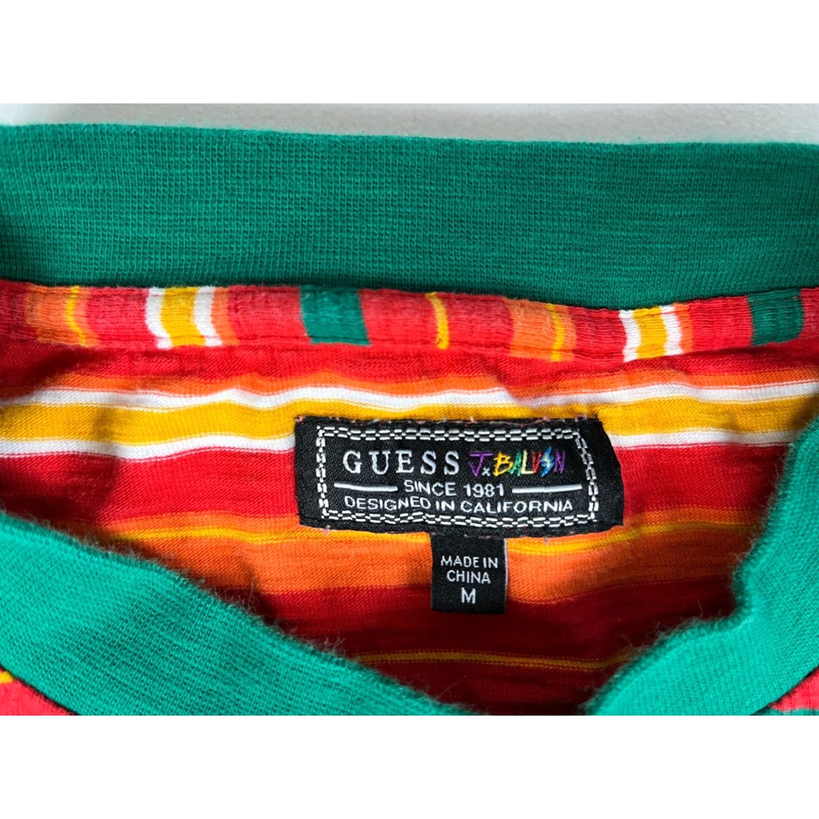 Guess GUESS T-Shirt Men's Vibras Striped Embroidered Sz M Multicolor Cotton Crew Neck Short Sleeve Embroidered Mens Size US M / EU 48-50 / 2 - 4 Thumbnail