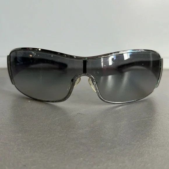 image of Prada Spr53H Black And Grey Two-Tone Shield Sunglasses in Black/Grey, Women's