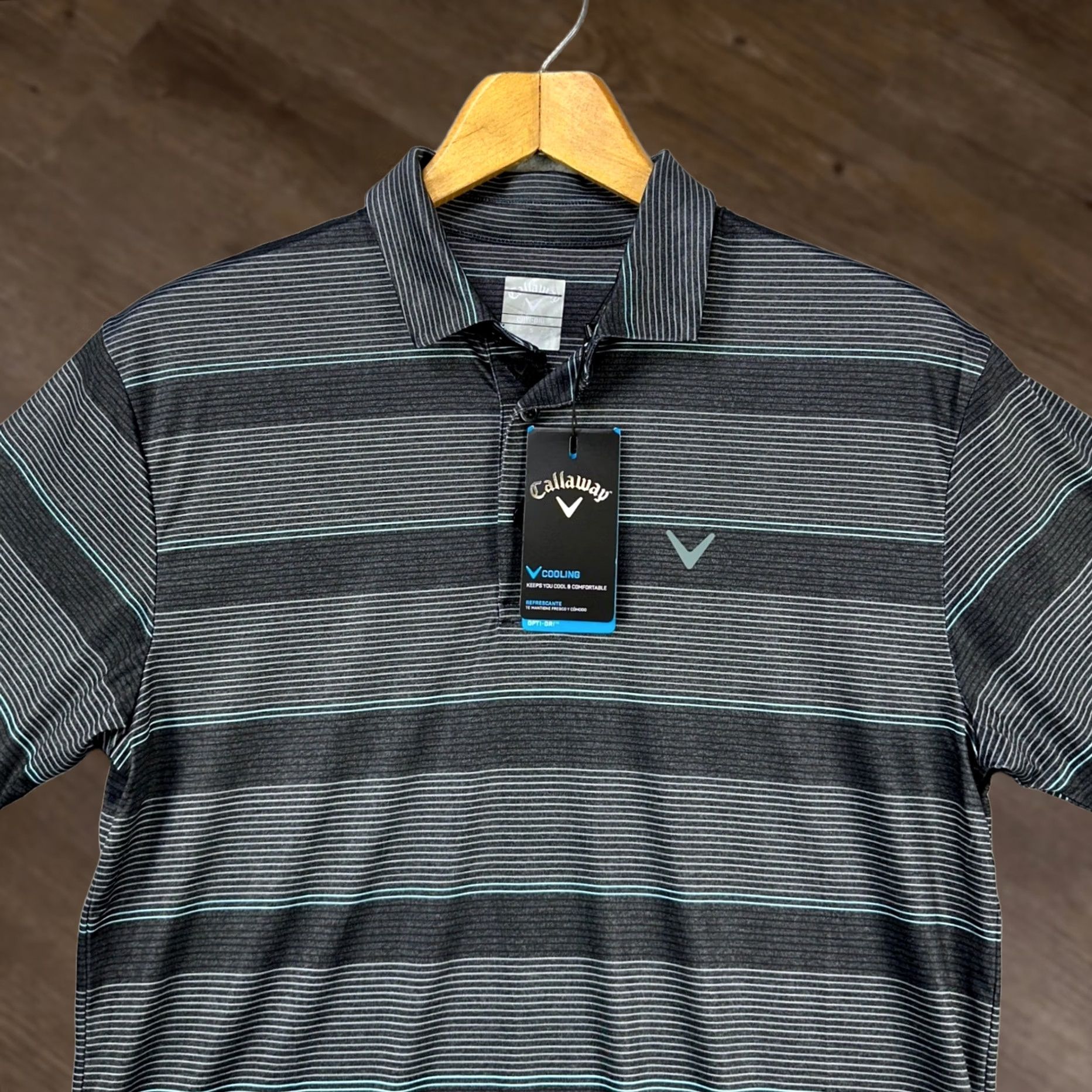 Callaway Callaway Men Polo Shirt Small Gray Opti Dri Stripe Stretch Rugby Golf Shirt Mens Small Gray Striped Polo Size US S / EU 44-46 / 1 - 1 Thumbnail