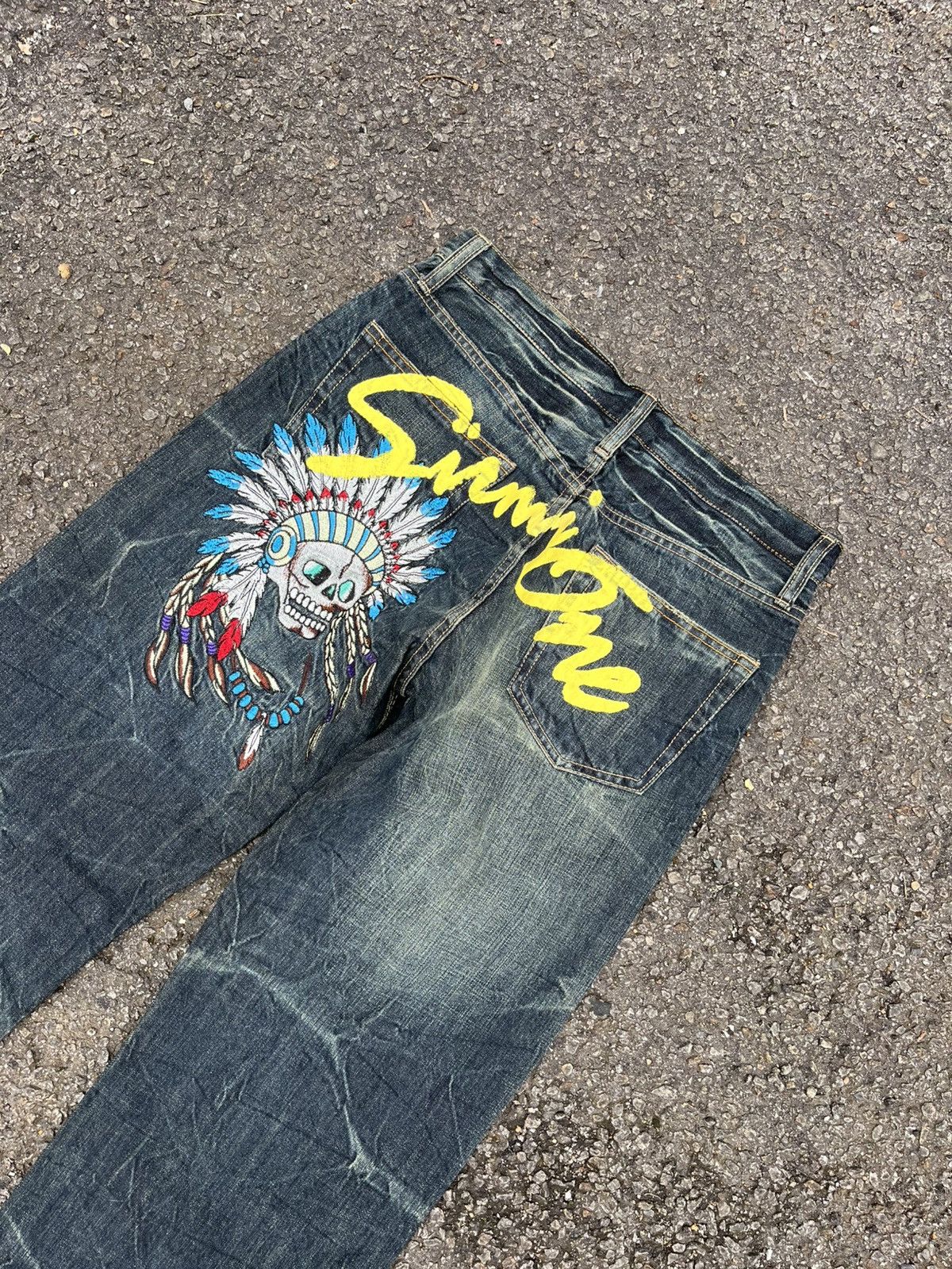 Hysteric Glamour Japanese Skull Embroidered Jeans Distressed Punk Denim Size US 28 / EU 44 - 1 Thumbnail