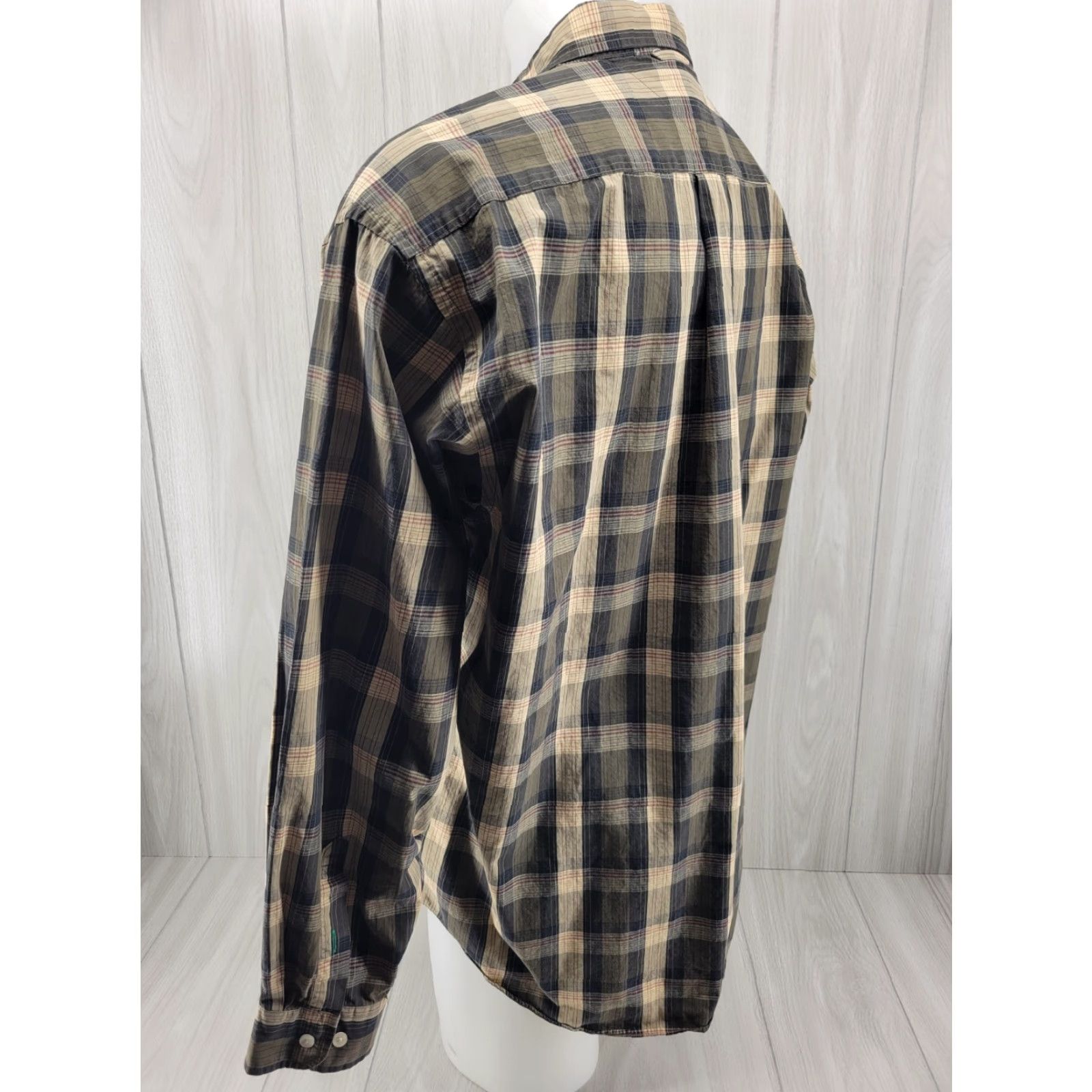 Tommy Hilfiger VINTAGE Tommy Hilfiger Plaid Button-Up Shirt XL 90s Crest Logo Cotton Tan Green Mens Shirt Size US XL / EU 56 / 4 - 7 Thumbnail