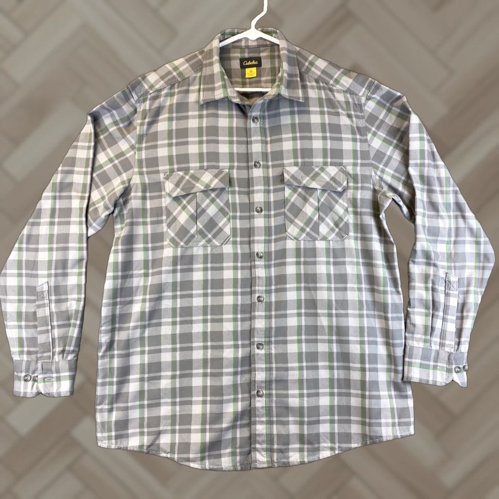 Vintage CABELA'S Men Tall LT Button Down Shirt Gray Plaid 16-36 Big & Tall Dress Shirt Mens Size US L / EU 52-54 / 3 - 1 Thumbnail
