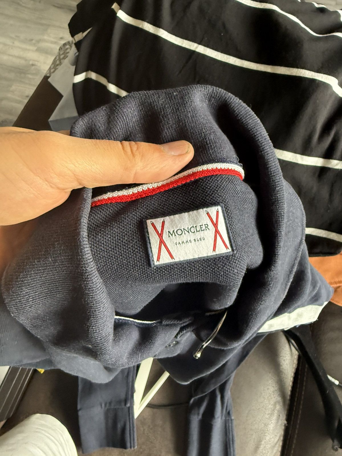 Moncler Gamme Bleu Long Sleeve Polo with Arm Stripe Size US M / EU 48-50 / 2 - 10 Thumbnail