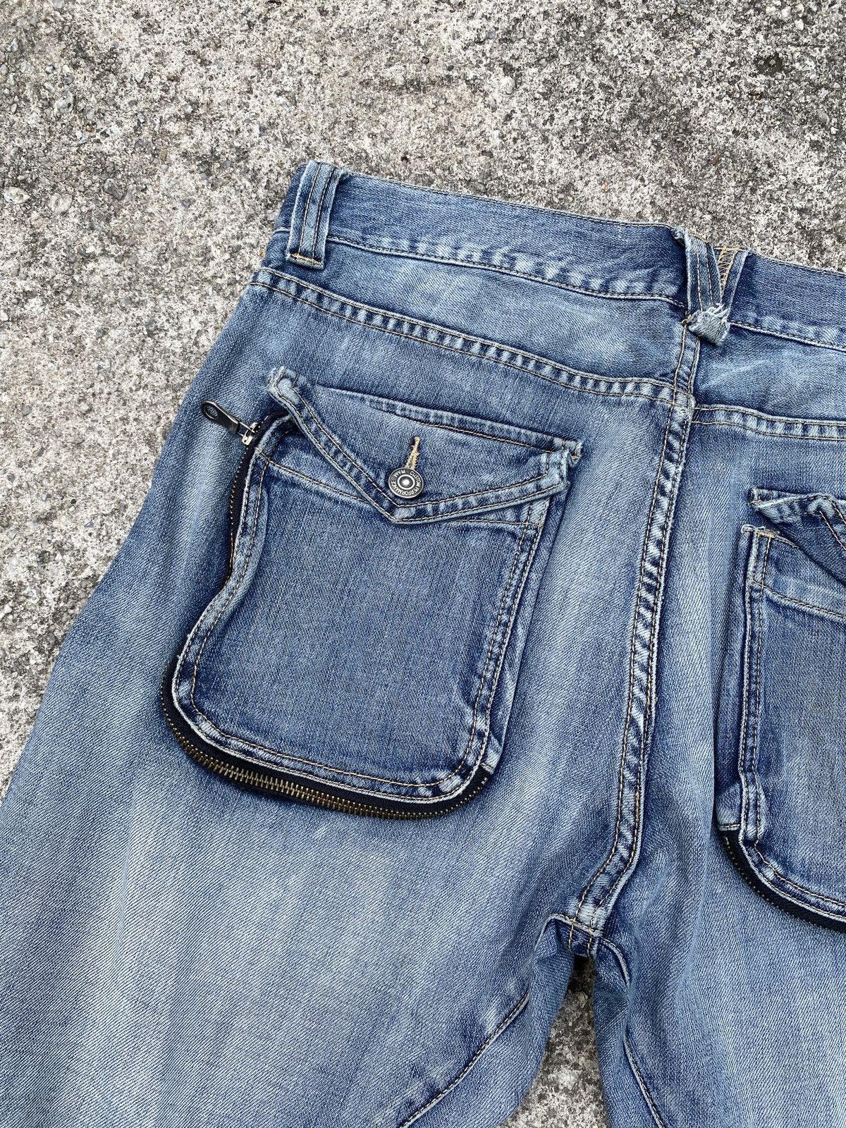 Japanese Brand × PPFM Vintage PPFM Japan Distressed Faded Curve Leg Denim Size US 33 - 11 Thumbnail