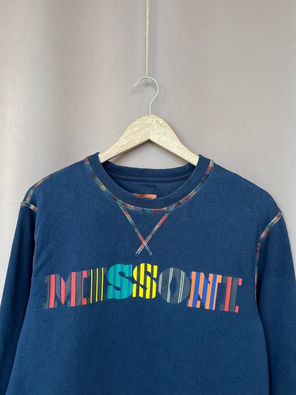Missoni Missoni Big Logo Sweatshirt Mens Size M Navy Pullover Size US M / EU 48-50 / 2 - 2 Thumbnail