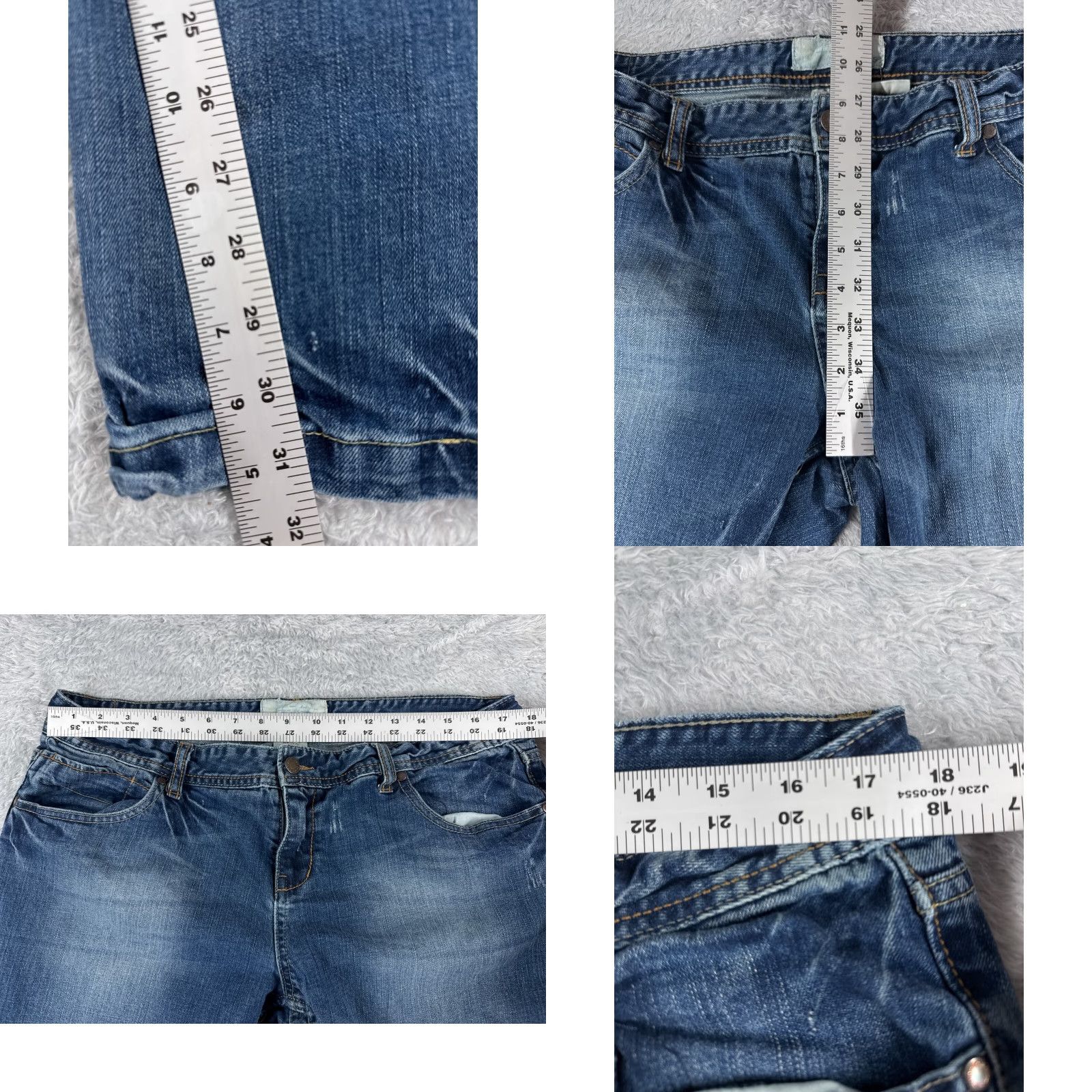 Vintage Maurices Jeans Womens 34x32 Blue Denim Cotton Mid Flared Distressed 15 Regular 5-Pocket Design Distressed Stretch Vintage: No Mens? Size 36" / US 14 / IT 50 - 8 Thumbnail