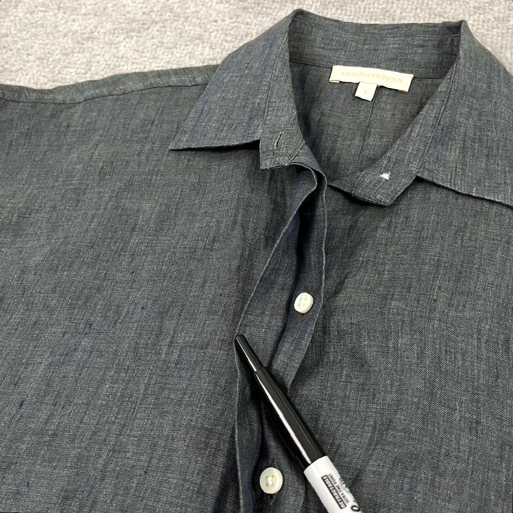 Vintage Ann Mashburn Shirt Small Green Button Up Shirt Oversized Linen Minimalist Mature Top Womens Size S / US 4 / IT 40 - 7 Thumbnail