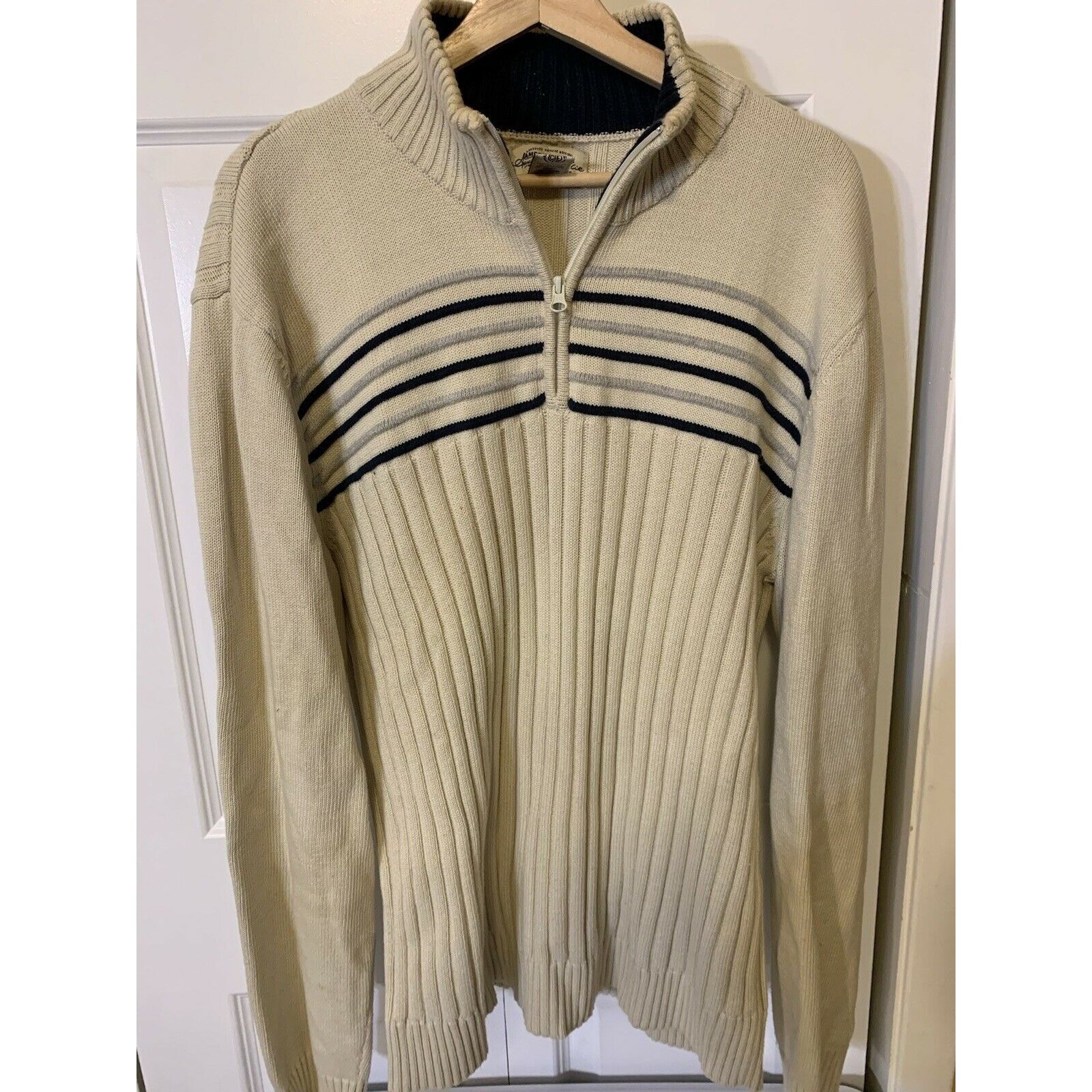 American Rag AMERICAN RAG Cue Men's Sz XL 1/4 Zip Sweater Cream Brown 100 Size US XL / EU 56 / 4 - 3 Thumbnail