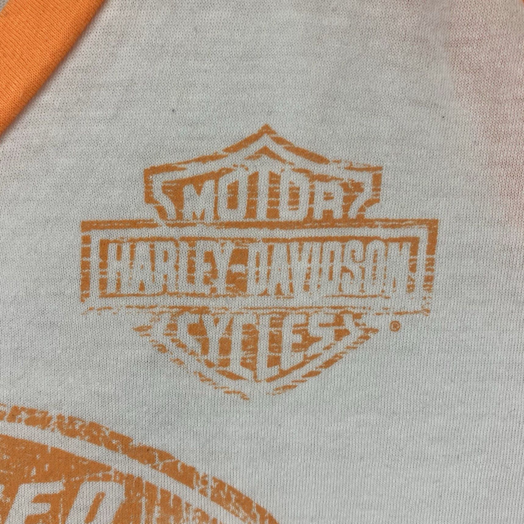Harley Davidson Harley-Davidson Women's 1X Colorblock T-Shirt Creamsicle Retro Raglan Sleeve V-Neck Biker Motorcycle Size XL / US 12-14 / IT 48-50 - 7 Thumbnail