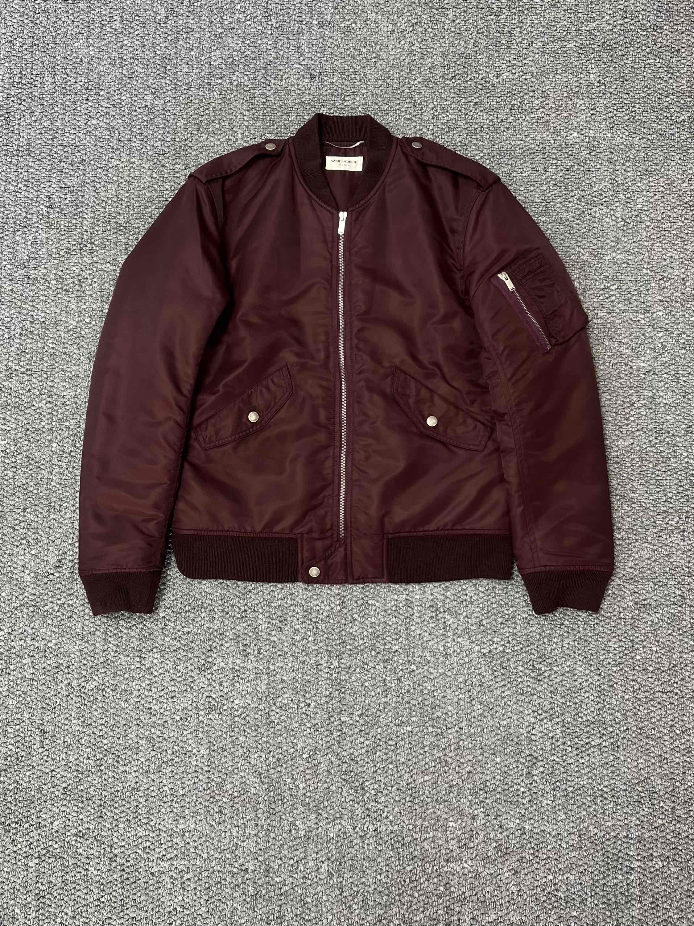 Saint Laurent Paris Saint Laurent Burgundy Bomber Jacket Size 48 Size US M / EU 48-50 / 2 - 1 Thumbnail