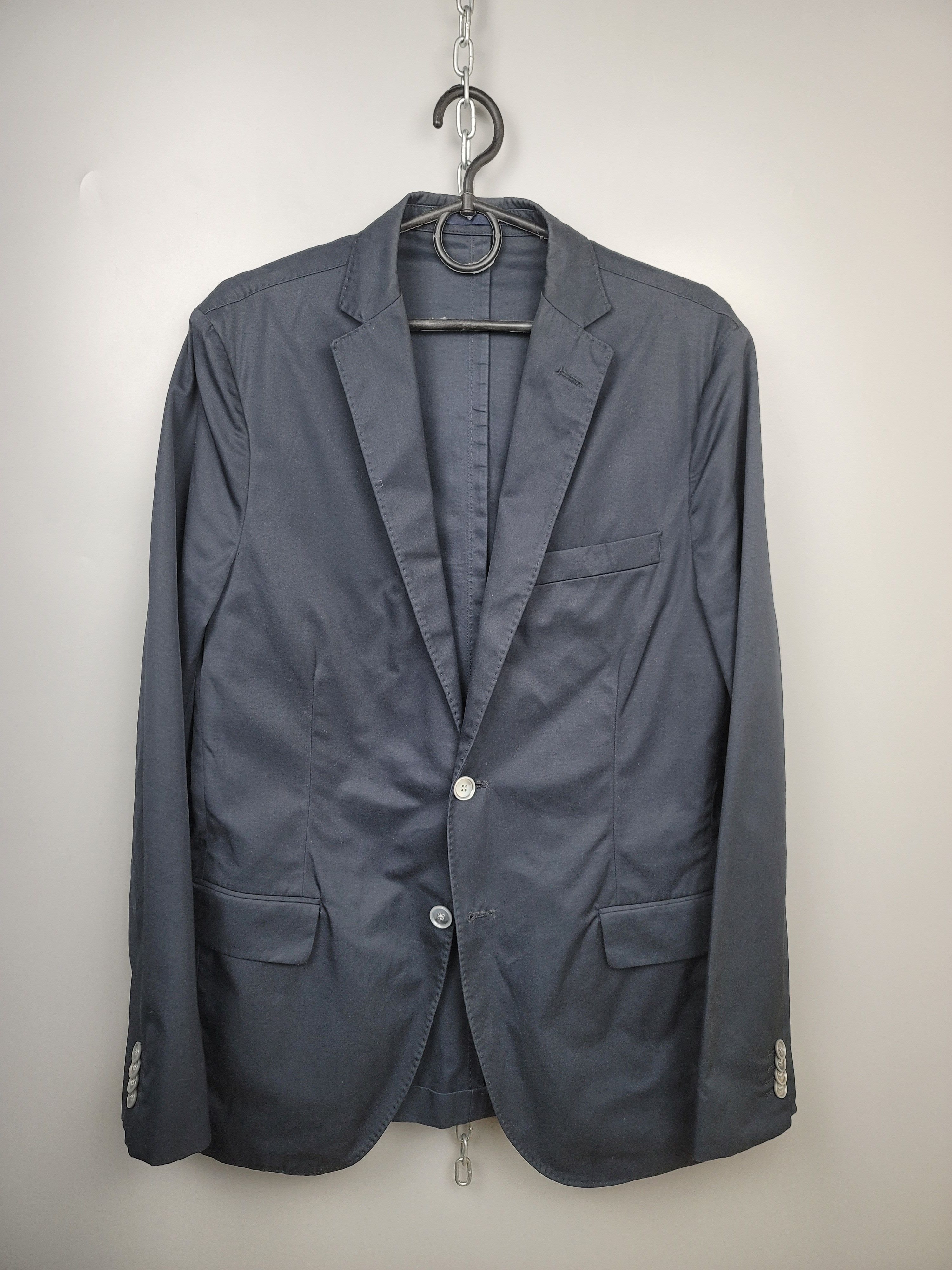 image of Officine Generale Unlined Cotton Navy Blue Blazer Jacket, Men's (Size Large)