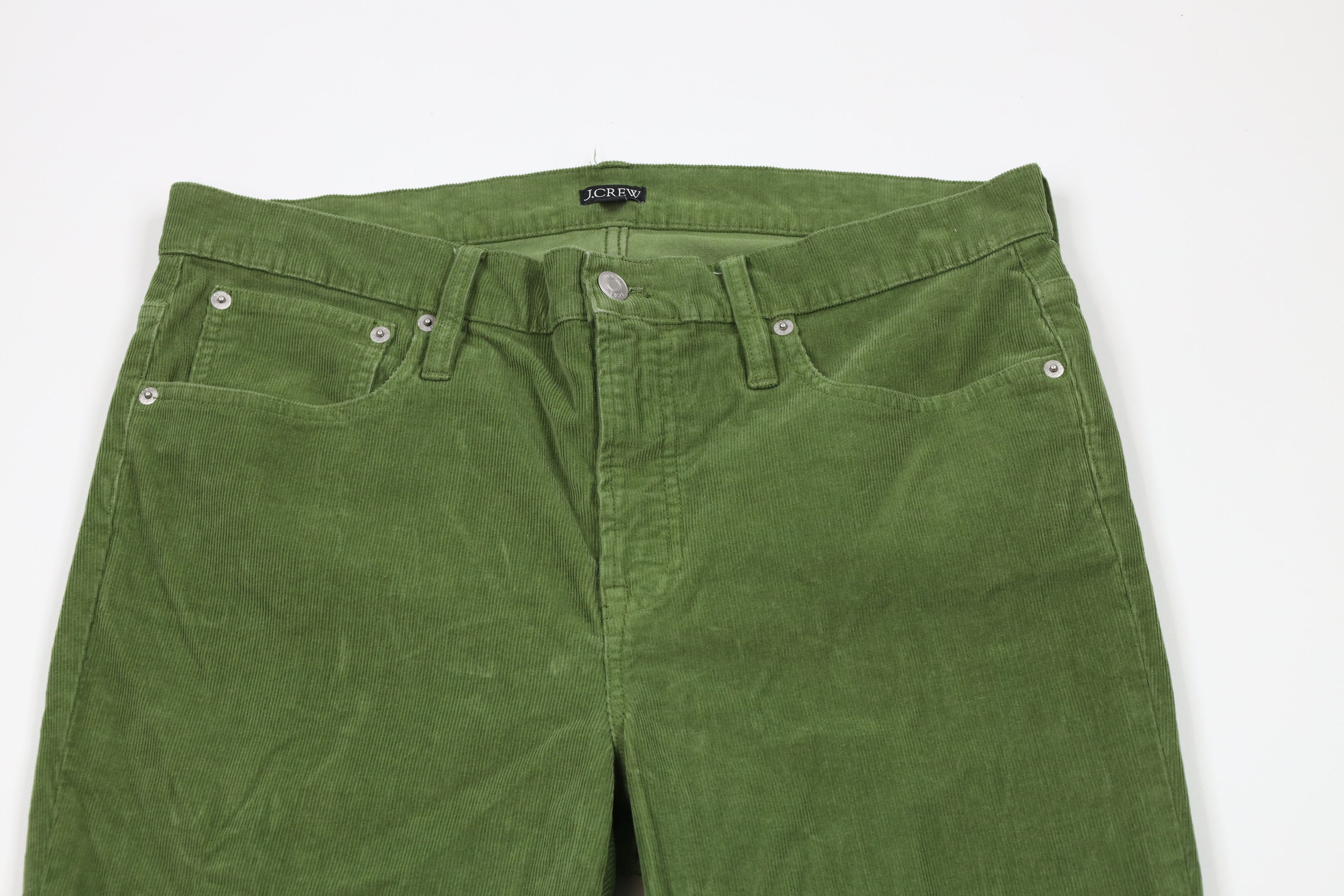 J.Crew × Vintage J Crew Faded Slim Straight Leg Corduroy Chino Pants Green Size 32" / US 10 / IT 46 - 2 Thumbnail