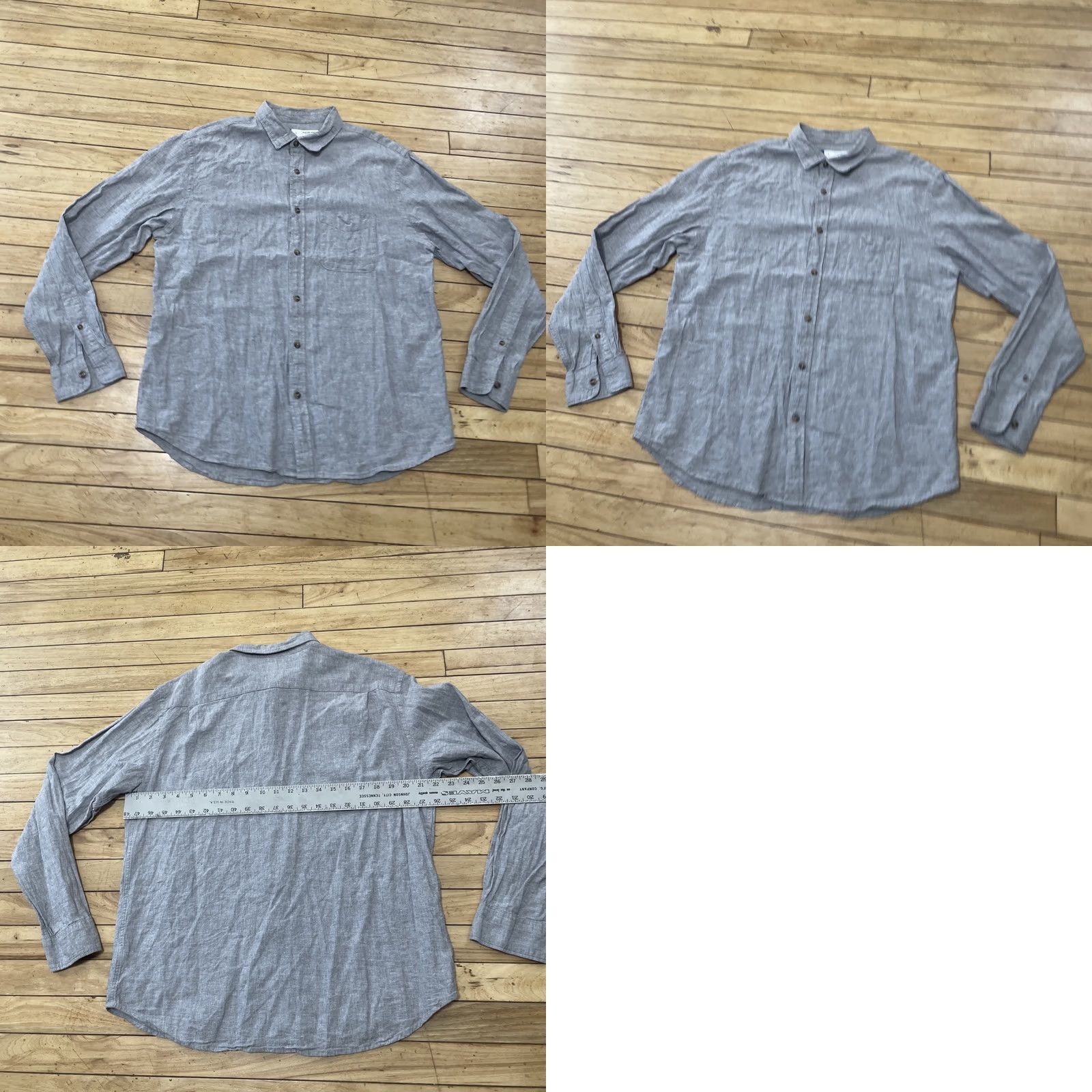 Old Navy VINTAGE OLD NAVY Button Shirt Men L Linen Everyday Shirt Light Gray Nautical Preppy 44" Mens Regular Long Sleeve Collared Shirt Size US L / EU 52-54 / 3 - 10 Thumbnail