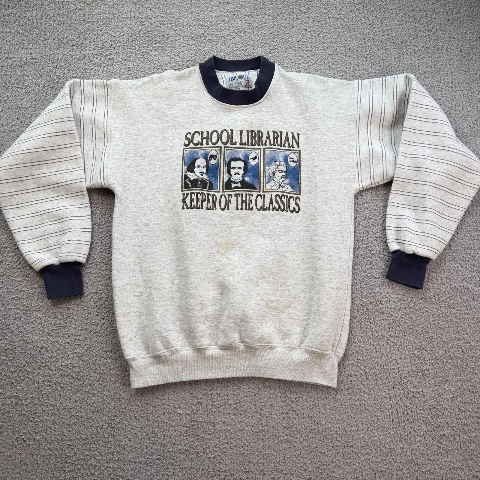 Other Vintage 90s School Librarian Crewneck Sweatshirt Time Out XL Size US XL / EU 56 / 4 - 1 Thumbnail