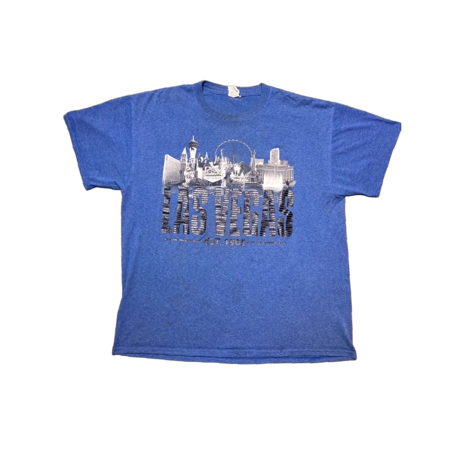 Vintage VINTAGE y2k graphic t shirt Las Vegas casinos skyline pharaoh blue adult XL Shirt Mens Blue 2000s Size US XL / EU 56 / 4 - 1 Thumbnail