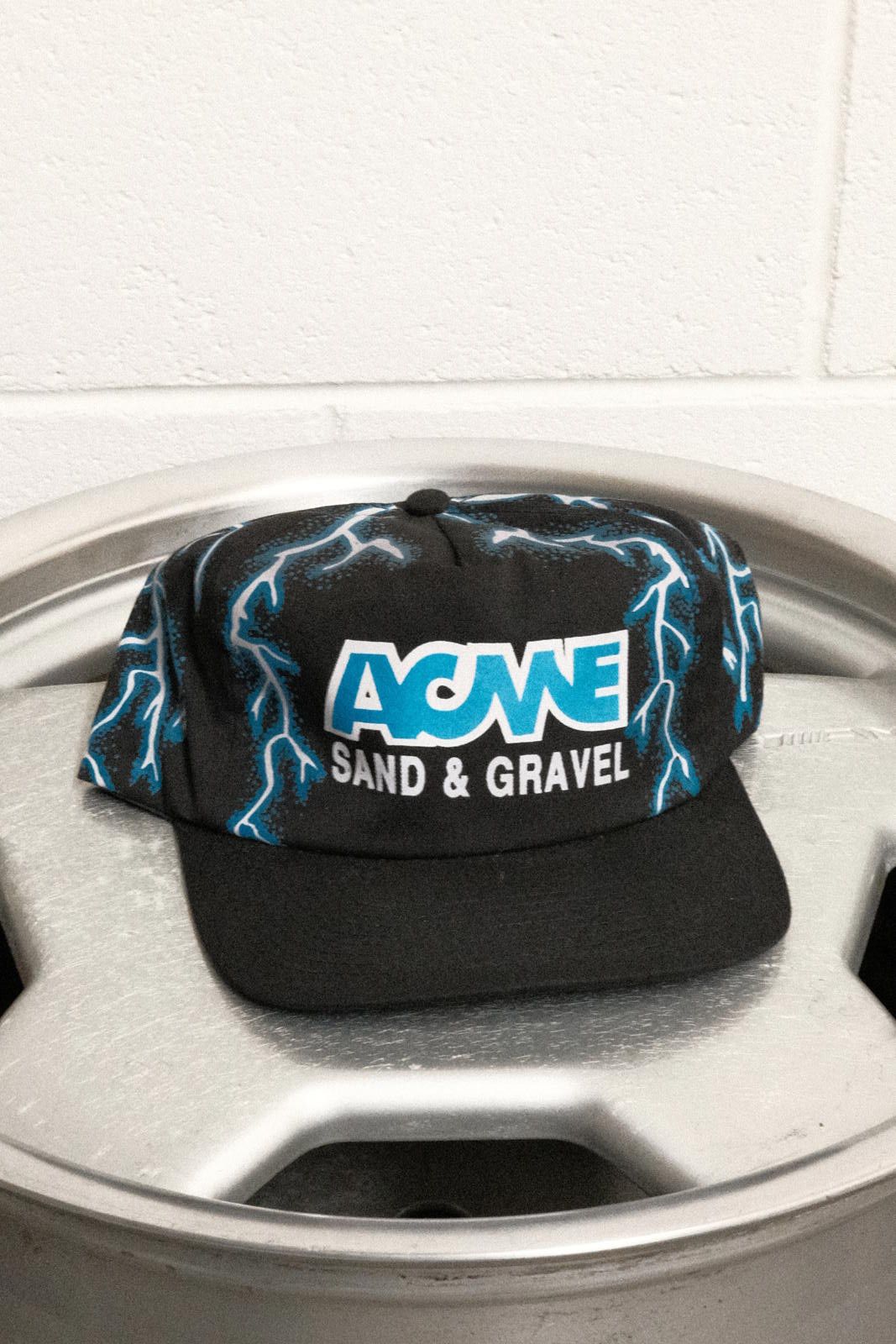 Acne Studios Acme Sand & Gravel Black Snapback Hat with Blue Lightning Size ONE SIZE - 1 Thumbnail