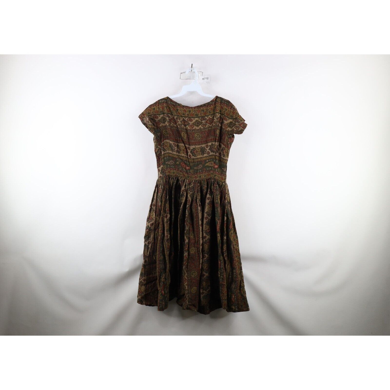 Vintage Vintage 50s 60s Mid Century Modern MCM Flower Tapestry Dress Size M / US 6-8 / IT 42-44 - 1 Thumbnail