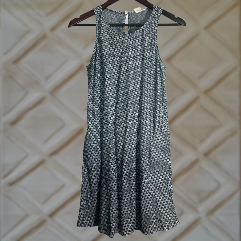 Gap Gap Blue & White Summer Casual Swing Midi Dress XS A-Line Tank Dress Knee Length Women Size XS / US 0-2 / IT 36-38 - 1 Thumbnail