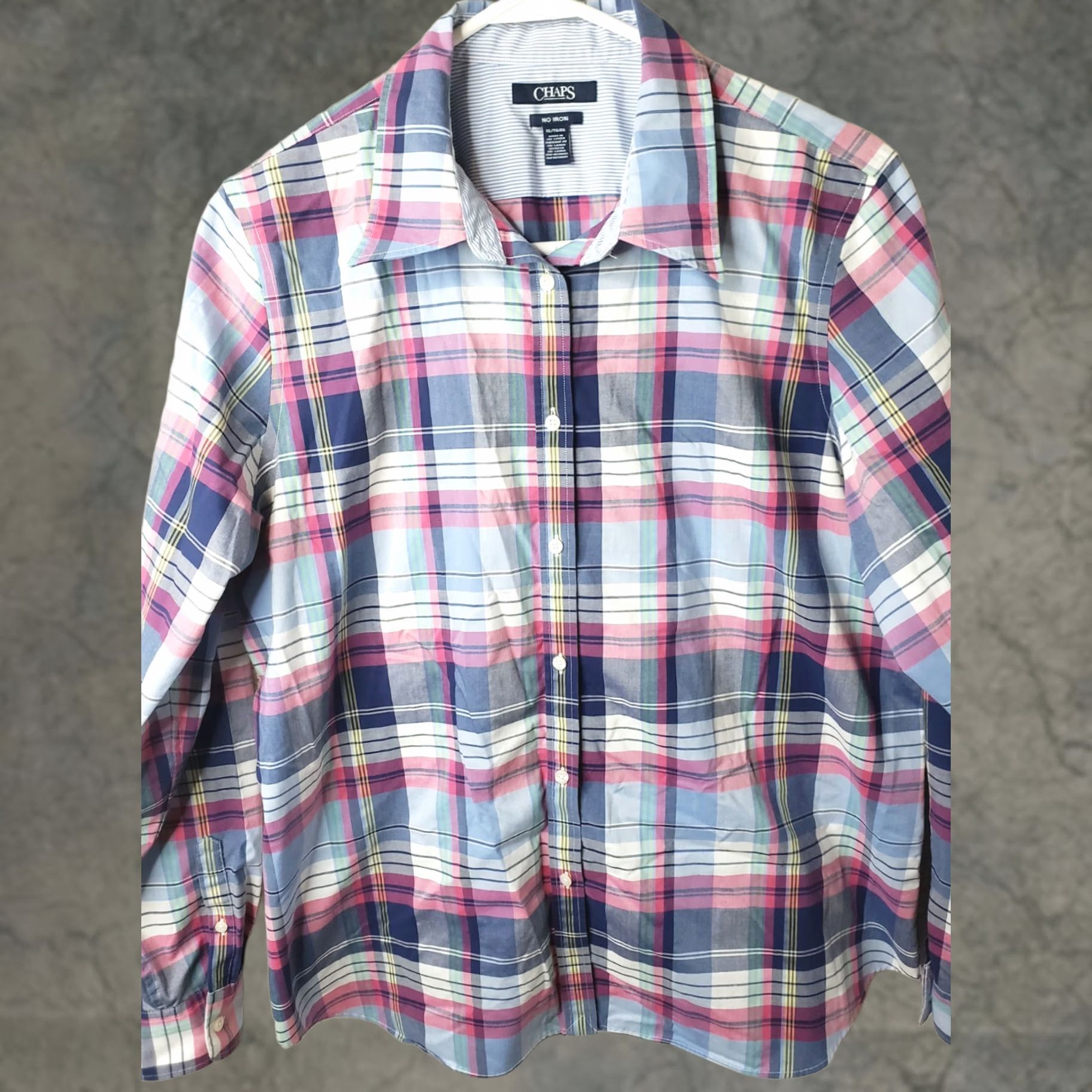 Chaps Chaps Men's XL No Iron Long Sleeve Shirt Button Down Multicolor Plaid Cotton Size US XL / EU 56 / 4 - 1 Thumbnail