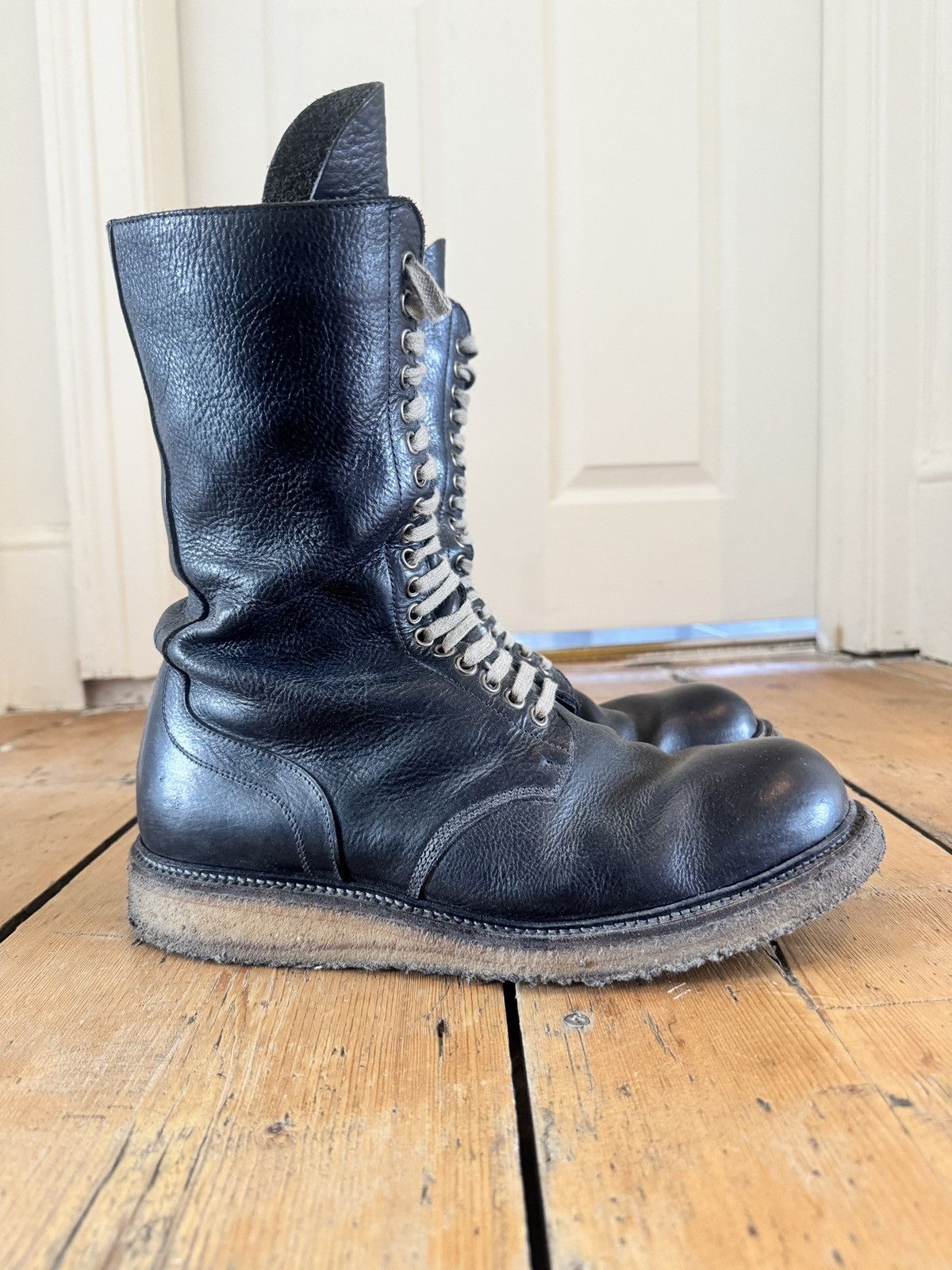 Rick Owens FW17 Glitter army boots with crepe soles Size US 11 / EU 44 - 6 Thumbnail