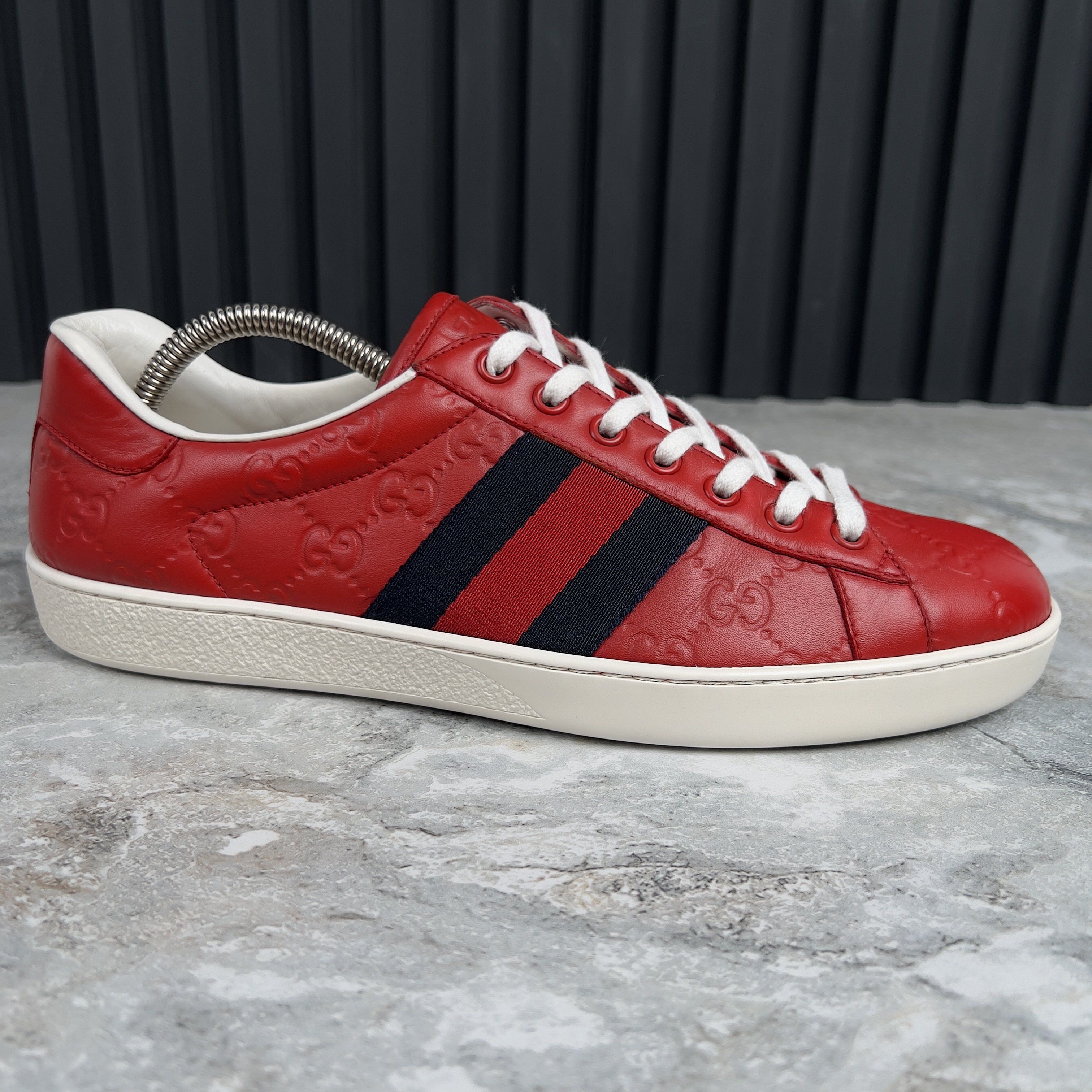 Gucci Gucci Ace Web GG Monogram Low Top Sneakers Leather Size US 8 / EU 41 - 1 Thumbnail