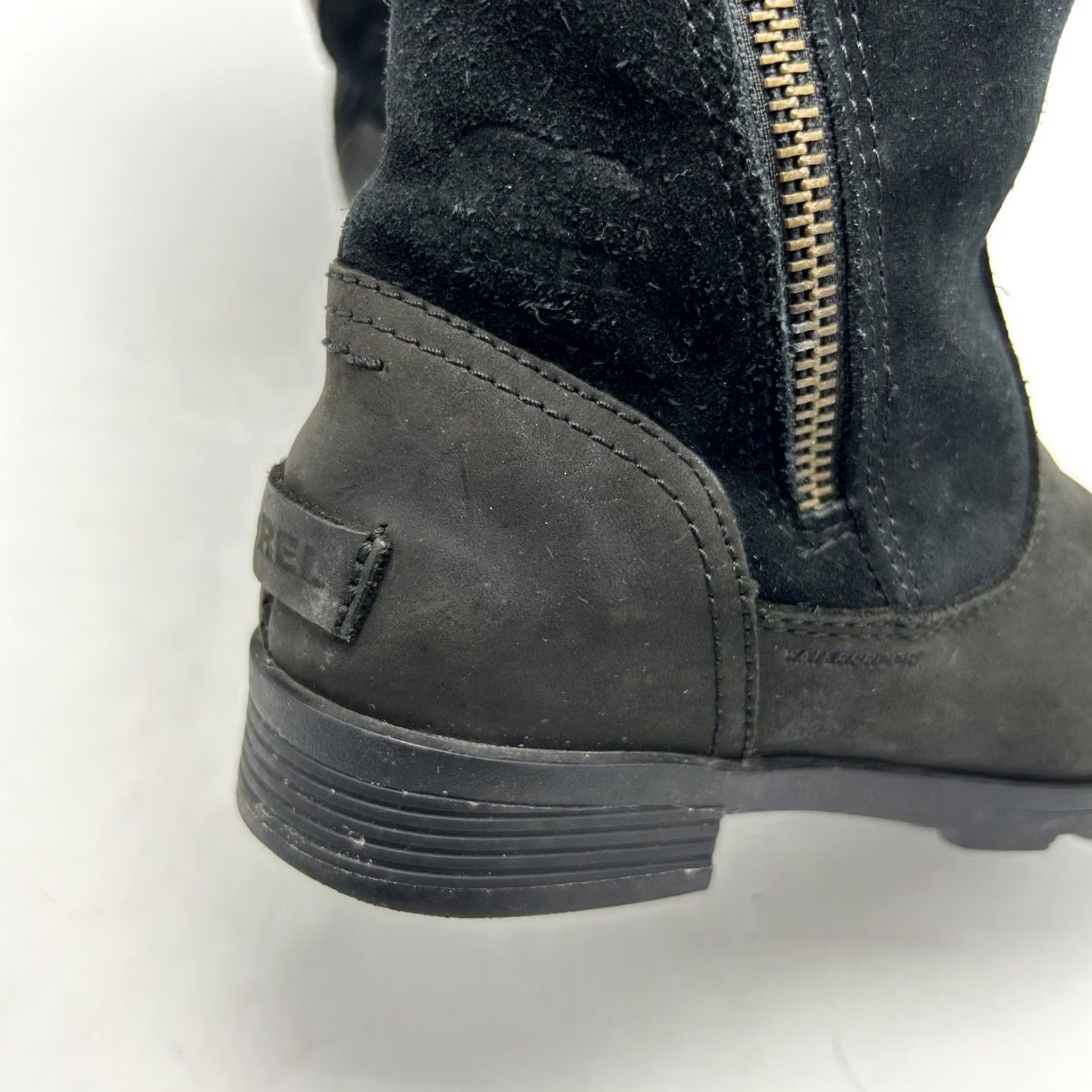 SOREL Sorel Emelie Boots Womens 6 Black Leather Winter Fur Waterproof Mid-Calf Fold Over Block Heel Size US 6 / IT 36 - 7 Thumbnail