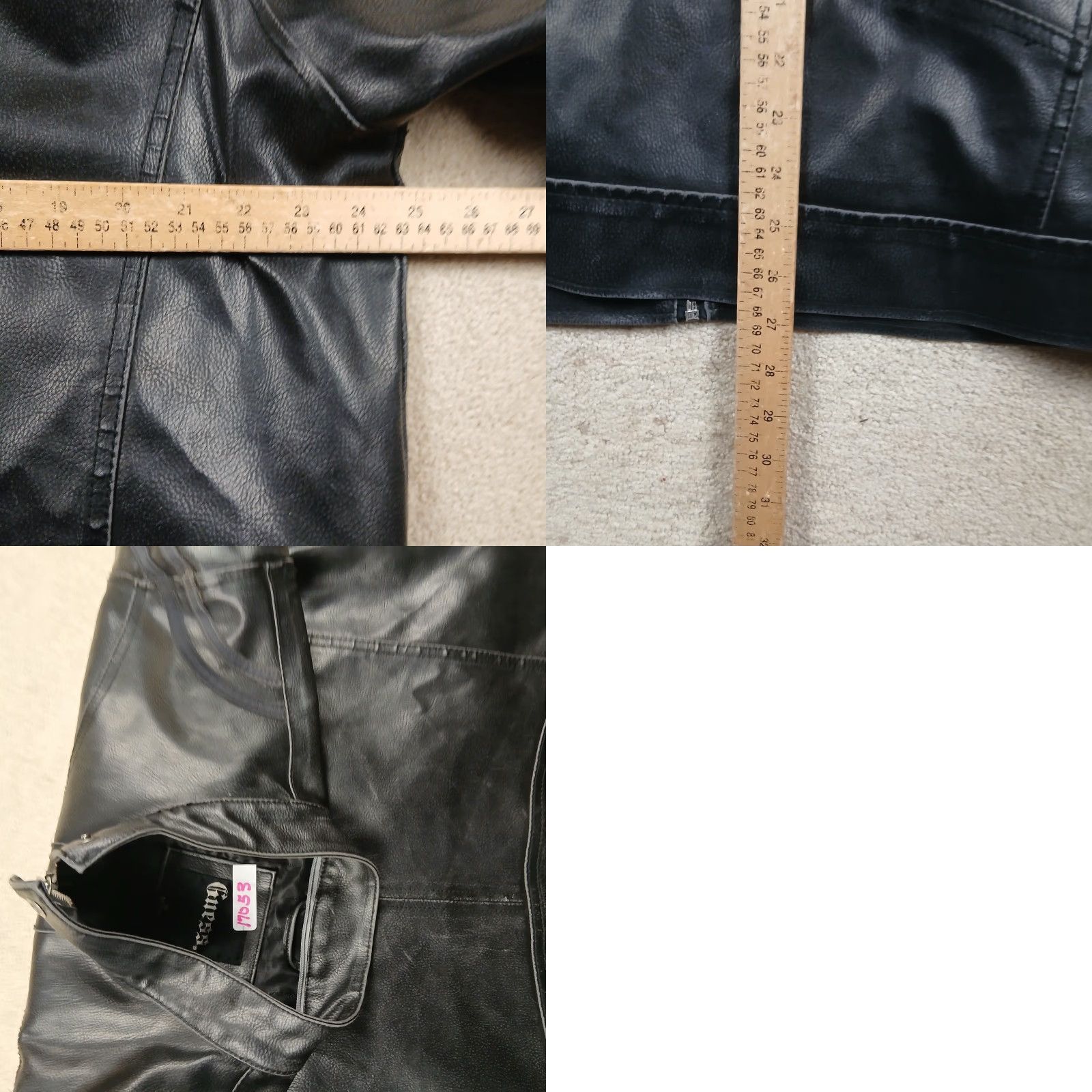 Guess GUESS Motorcycle Jacket Mens XL Black Faux-Leather Band Collar Full Zip Zipper Pockets Regular Fit Short Coat Size US XL / EU 56 / 4 - 8 Thumbnail