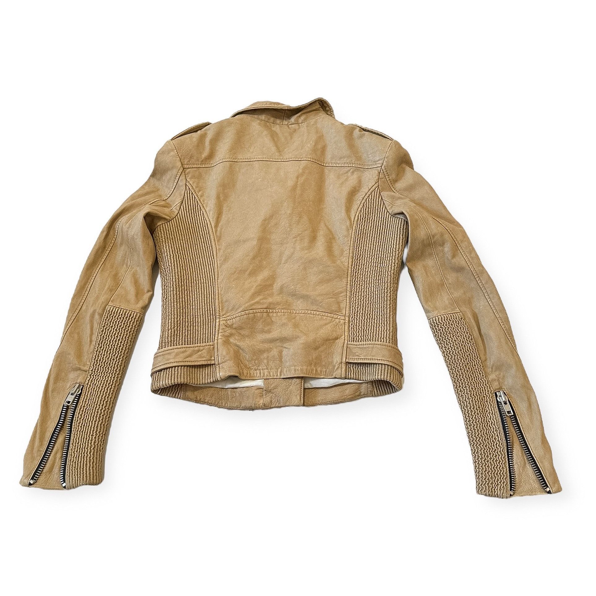 Iro IRO Evana Double Zip Leather Biker/Moto Jacket in Beige, Si Size XS / US 0-2 / IT 36-38 - 5 Thumbnail